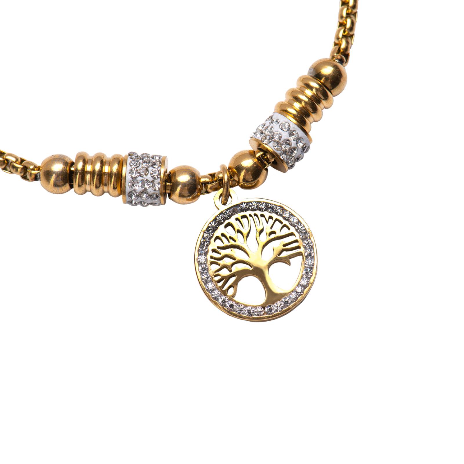 LuckyLy Pulsera para Mujer con Dije de Árbol de la Vida, Acero Inoxidable con Baño de Oro Rosa 18k, Modelo Pía UNITALLA