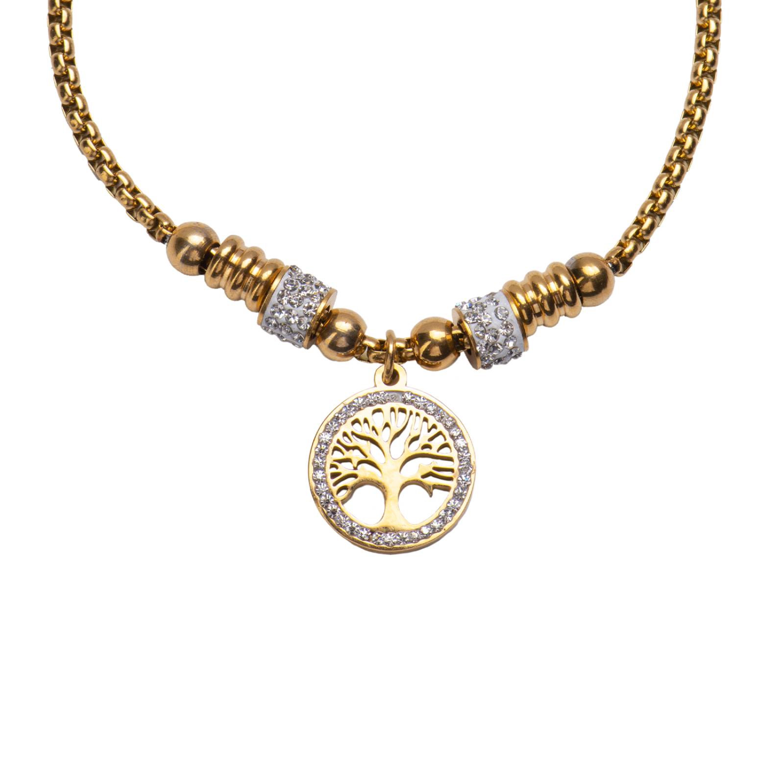 LuckyLy Pulsera para Mujer con Dije de Árbol de la Vida, Acero Inoxidable con Baño de Oro Rosa 18k, Modelo Pía UNITALLA