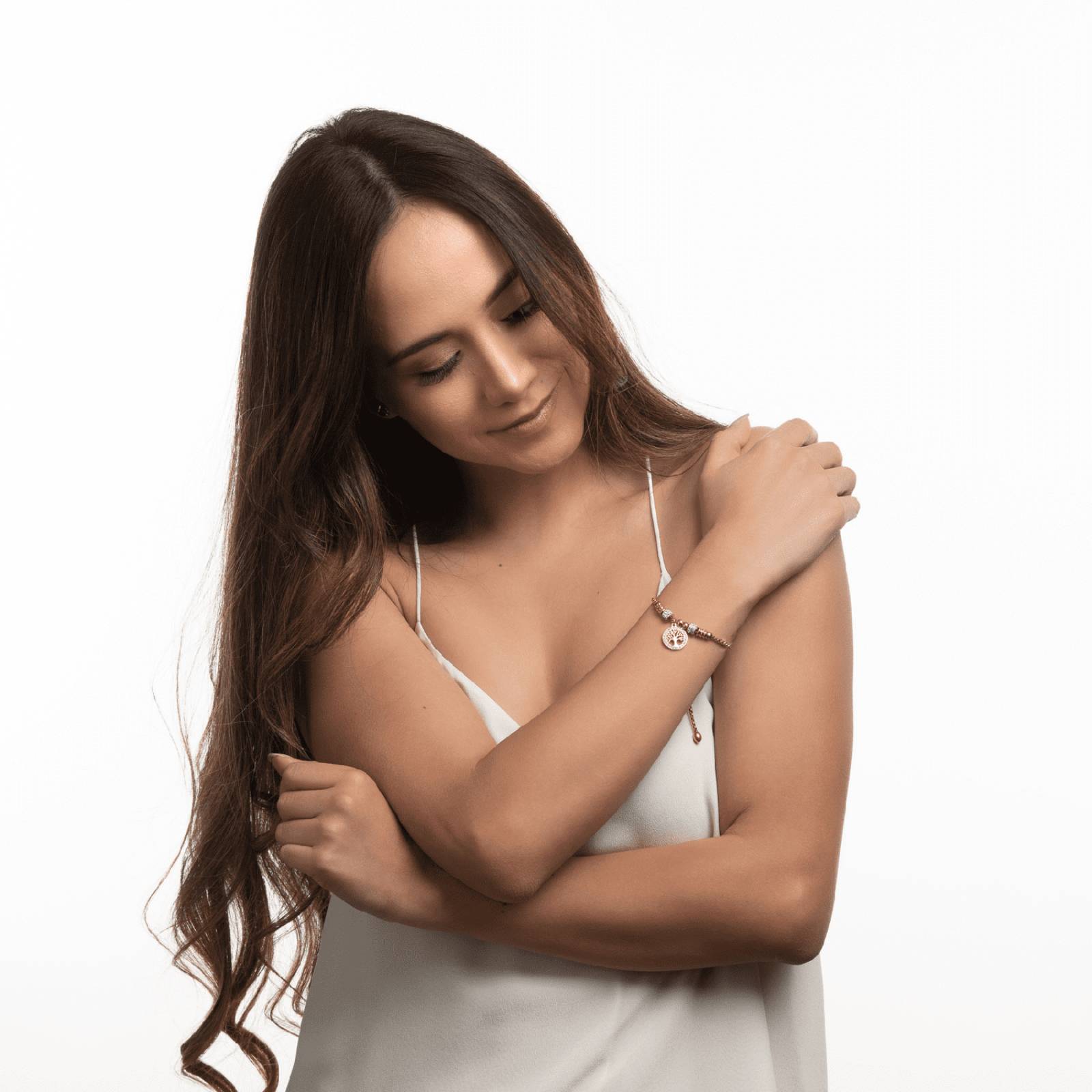 LuckyLy Pulsera para Mujer con Dije de Árbol de la Vida, Acero Inoxidable con Baño de Oro Rosa 18k, Modelo Pía UNITALLA