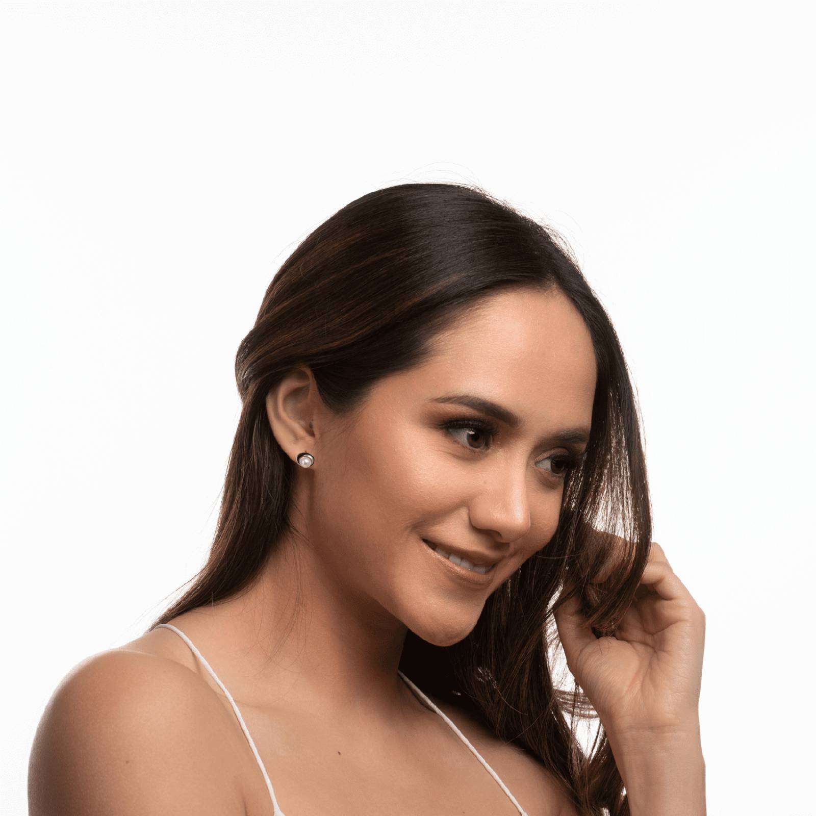 LuckyLy Aretes de Perlas para Mujer tipo Broqueles, Acero Inoxidable con Baño de Oro 18k, Modelo Inés Plata UNITALLA