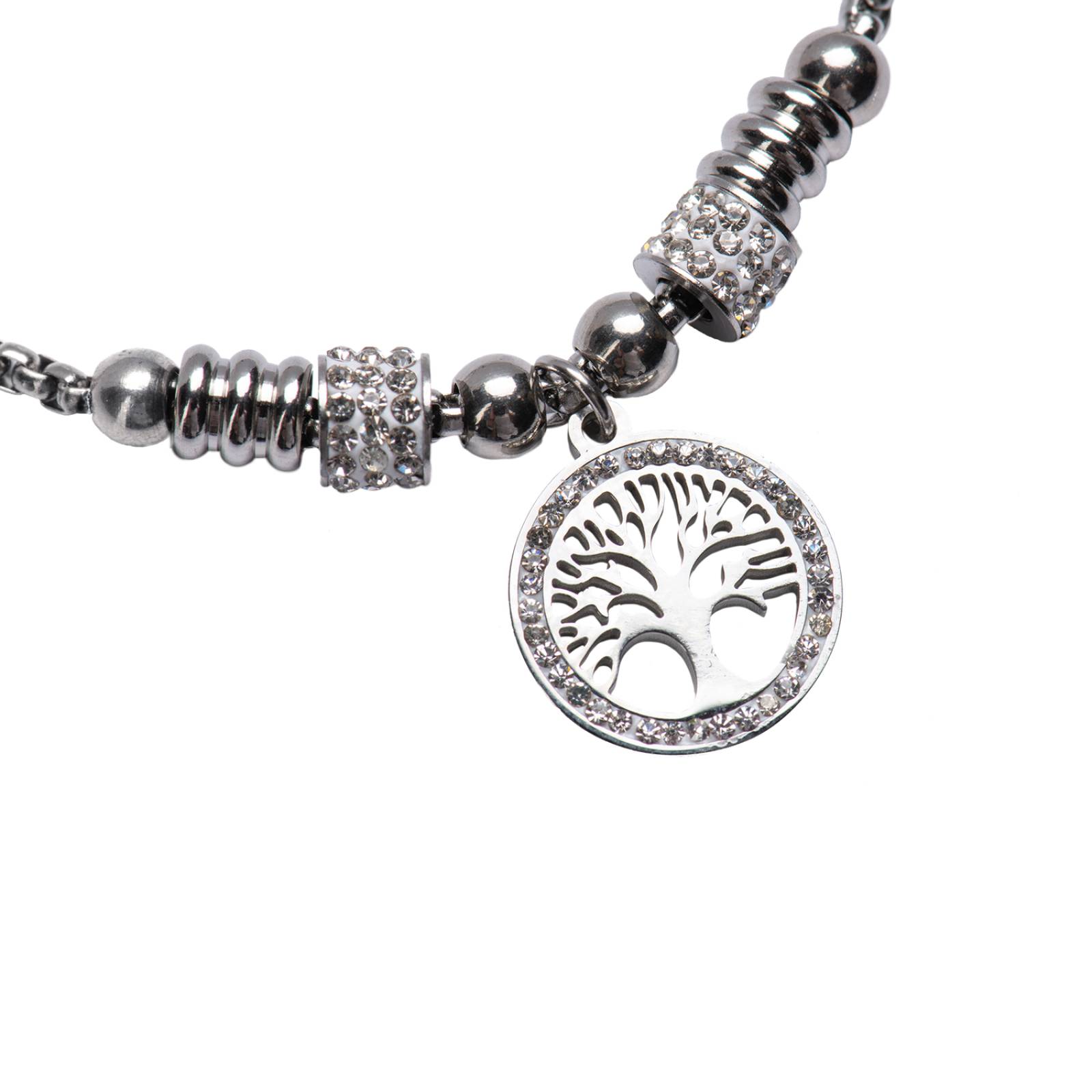 LuckyLy Pulsera para Mujer con Dije de Árbol de la Vida, Acero Inoxidable con Baño de Oro Rosa 18k, Plata UNITALLA