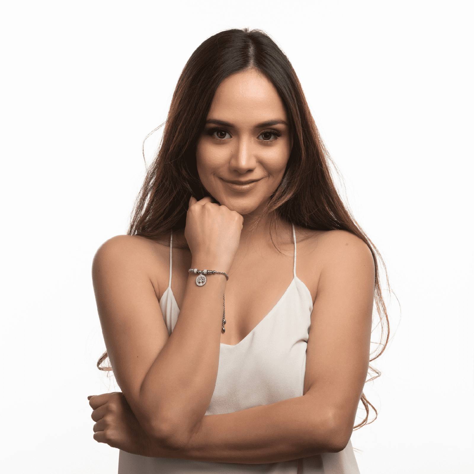 LuckyLy Pulsera para Mujer con Dije de Árbol de la Vida, Acero Inoxidable con Baño de Oro Rosa 18k, Plata UNITALLA