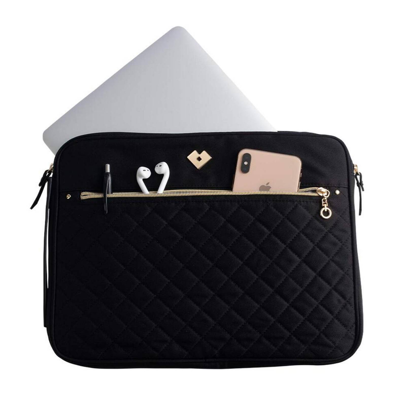 LuckyLy Funda para Laptop 13 a 14 Pulgadas Mujer, Protector y Resistente, Compartimentos Acolchados, Color Negro