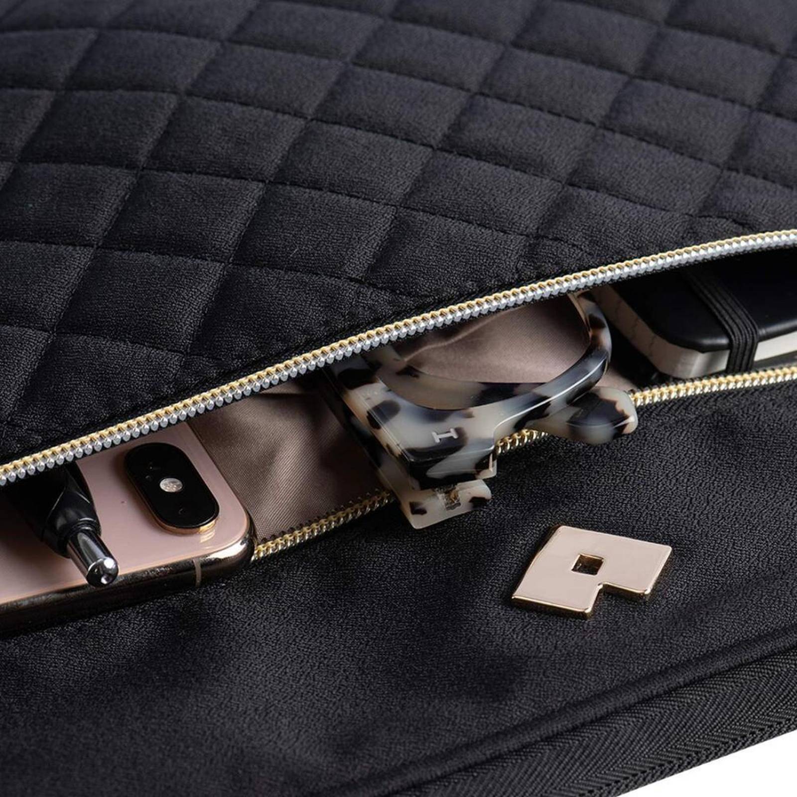 LuckyLy Funda para Laptop 13 a 14 Pulgadas Mujer, Protector y Resistente, Compartimentos Acolchados, Color Negro