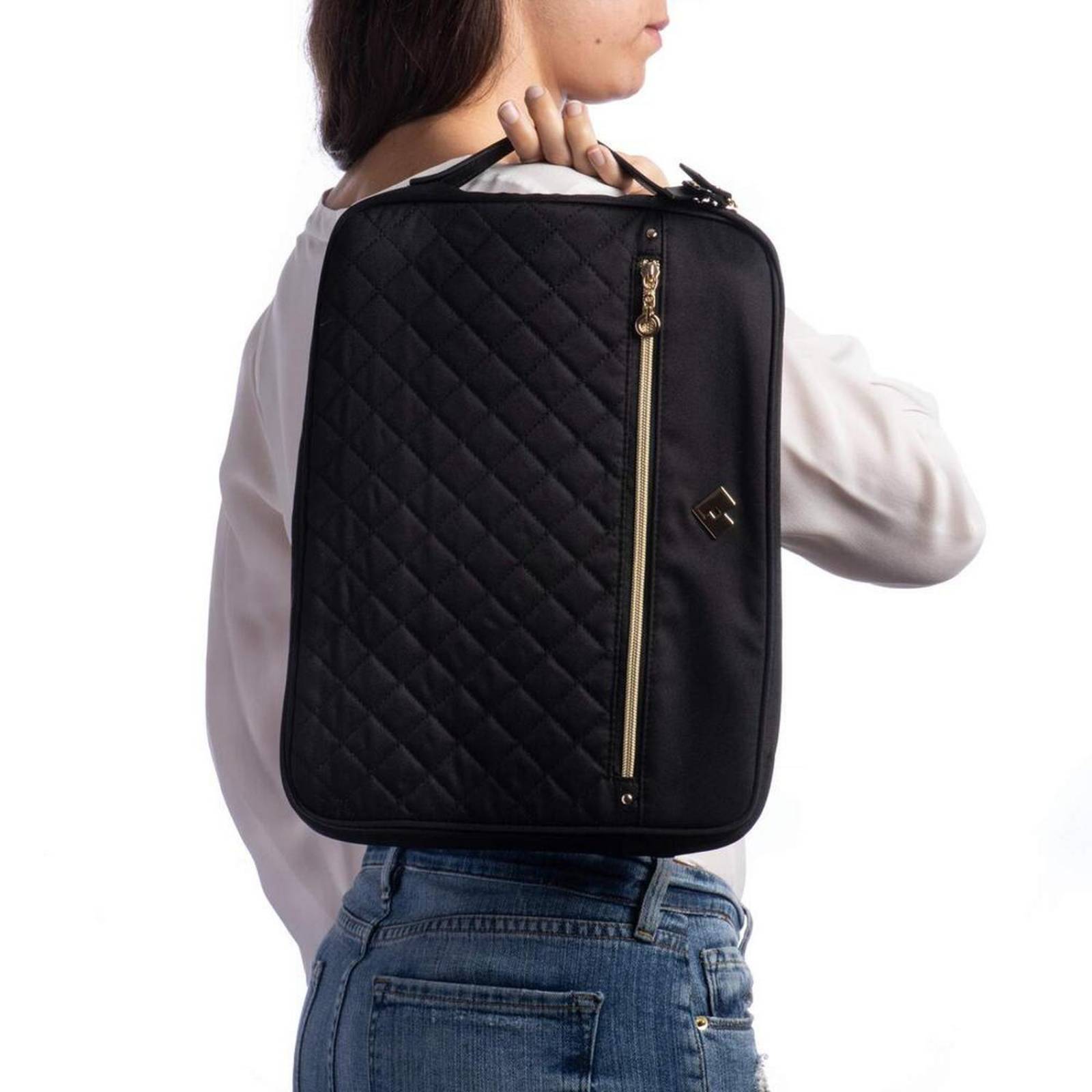 LuckyLy Funda para Laptop 13 a 14 Pulgadas Mujer, Protector y Resistente, Compartimentos Acolchados, Color Negro