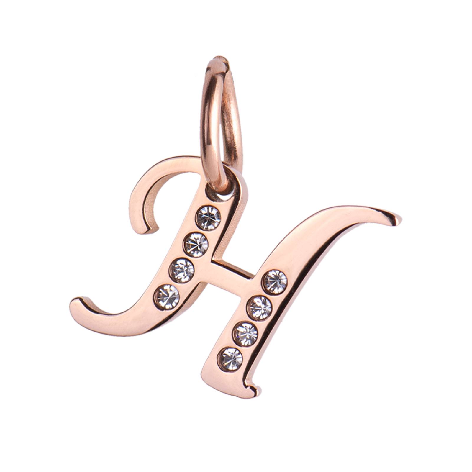 LuckyLy Charms para Pulseras de Mujer, Dije de Inicial Letra, Acero Inoxidable con Baño de Oro Rosa 18k, Letra A Letra H