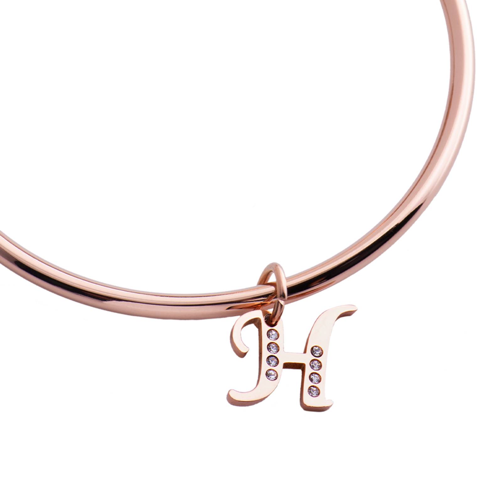 LuckyLy Charms para Pulseras de Mujer, Dije de Inicial Letra, Acero Inoxidable con Baño de Oro Rosa 18k, Letra A Letra H
