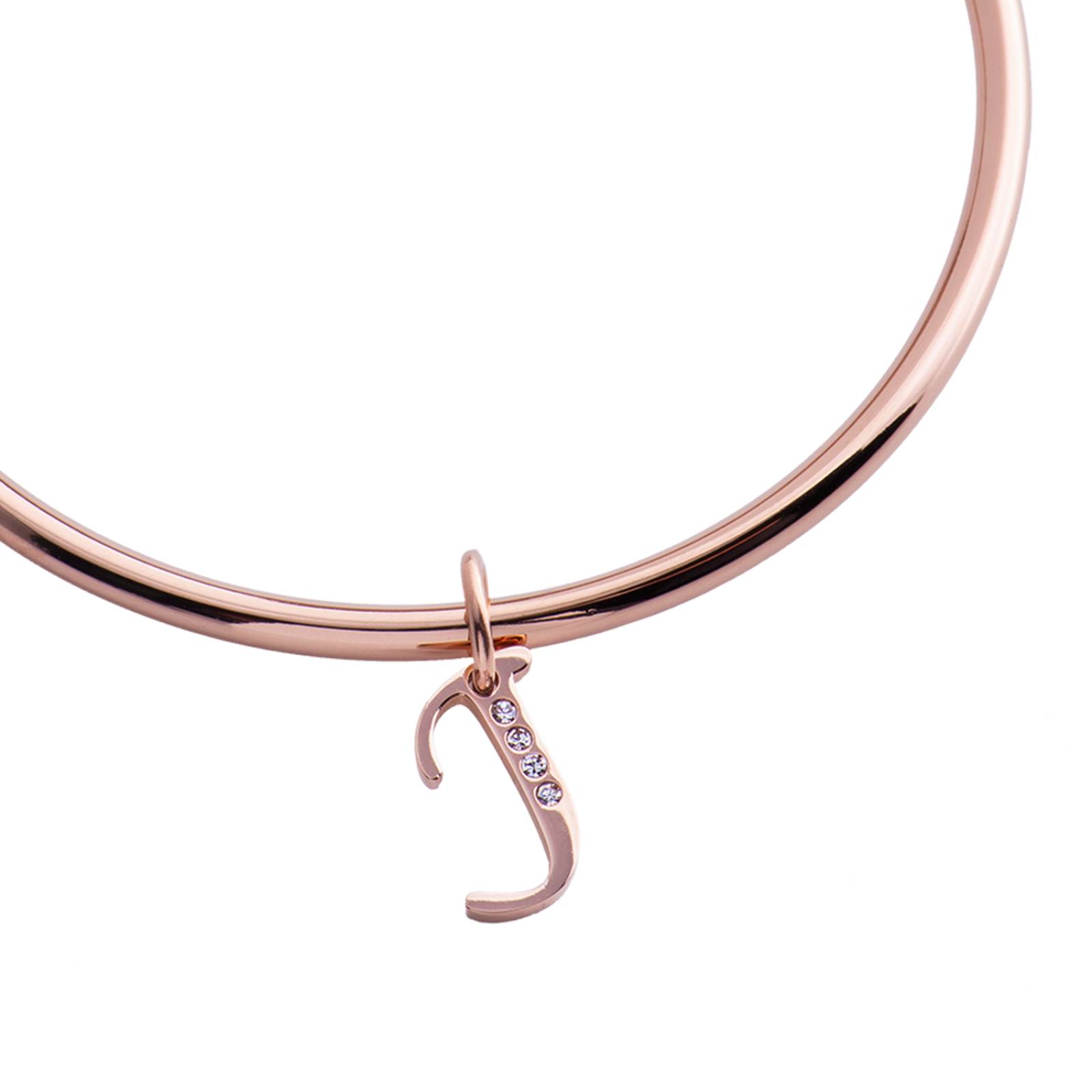 LuckyLy Charms para Pulseras de Mujer, Dije de Inicial Letra, Acero Inoxidable con Baño de Oro Rosa 18k, Letra A Letra J