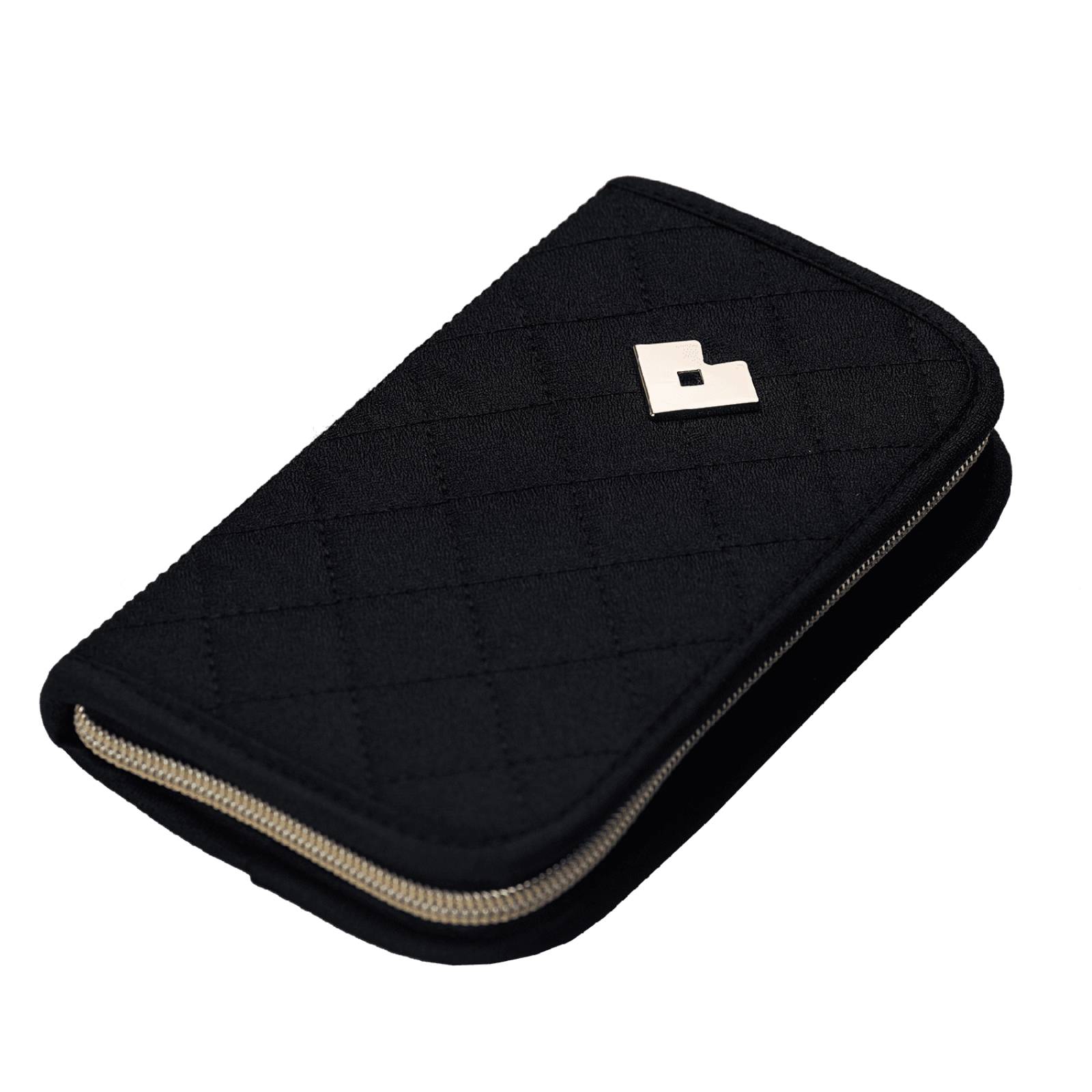 Set Cartera Nicky Negro con Collar Peace Oro 