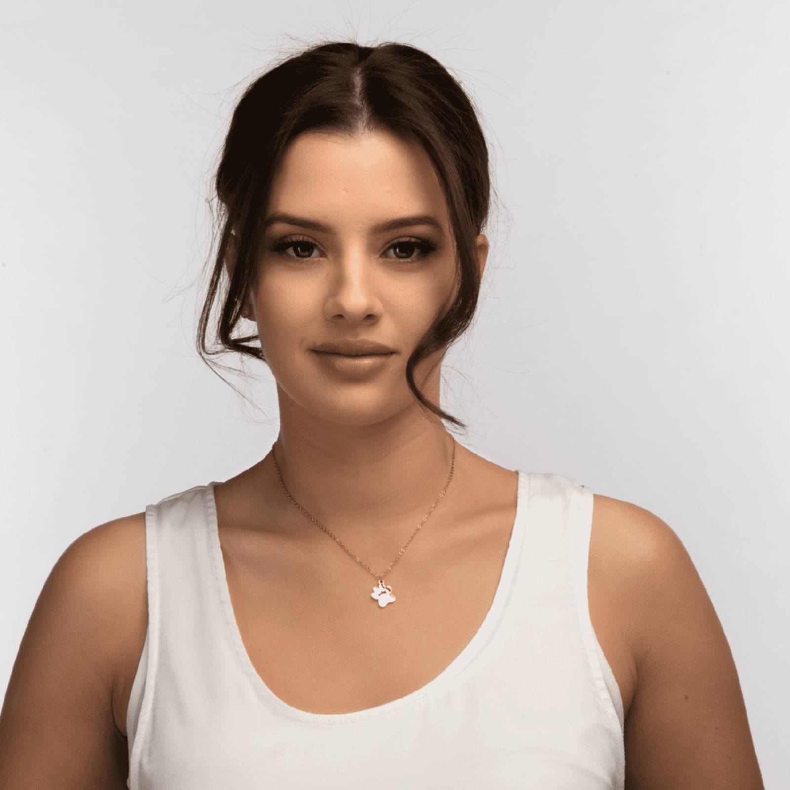 LuckyLy Collar para Mujer con Dije de Huella de Perro, Cadena de Acero Inoxidable con Baño de Oro 18k, Modelo UNITALLA