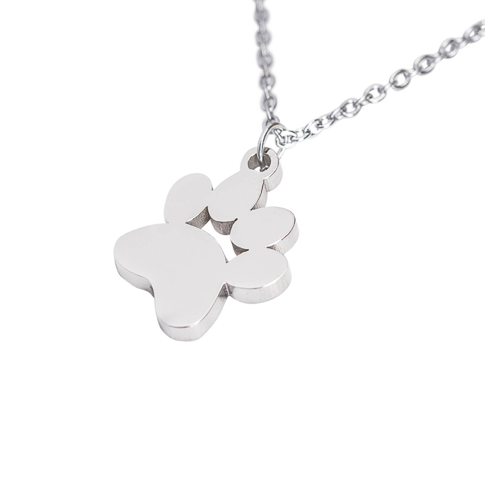 LuckyLy Collar para Mujer con Dije de Huella de Perro, Cadena de Acero Inoxidable con Baño de Oro 18k, Plata UNITALLA