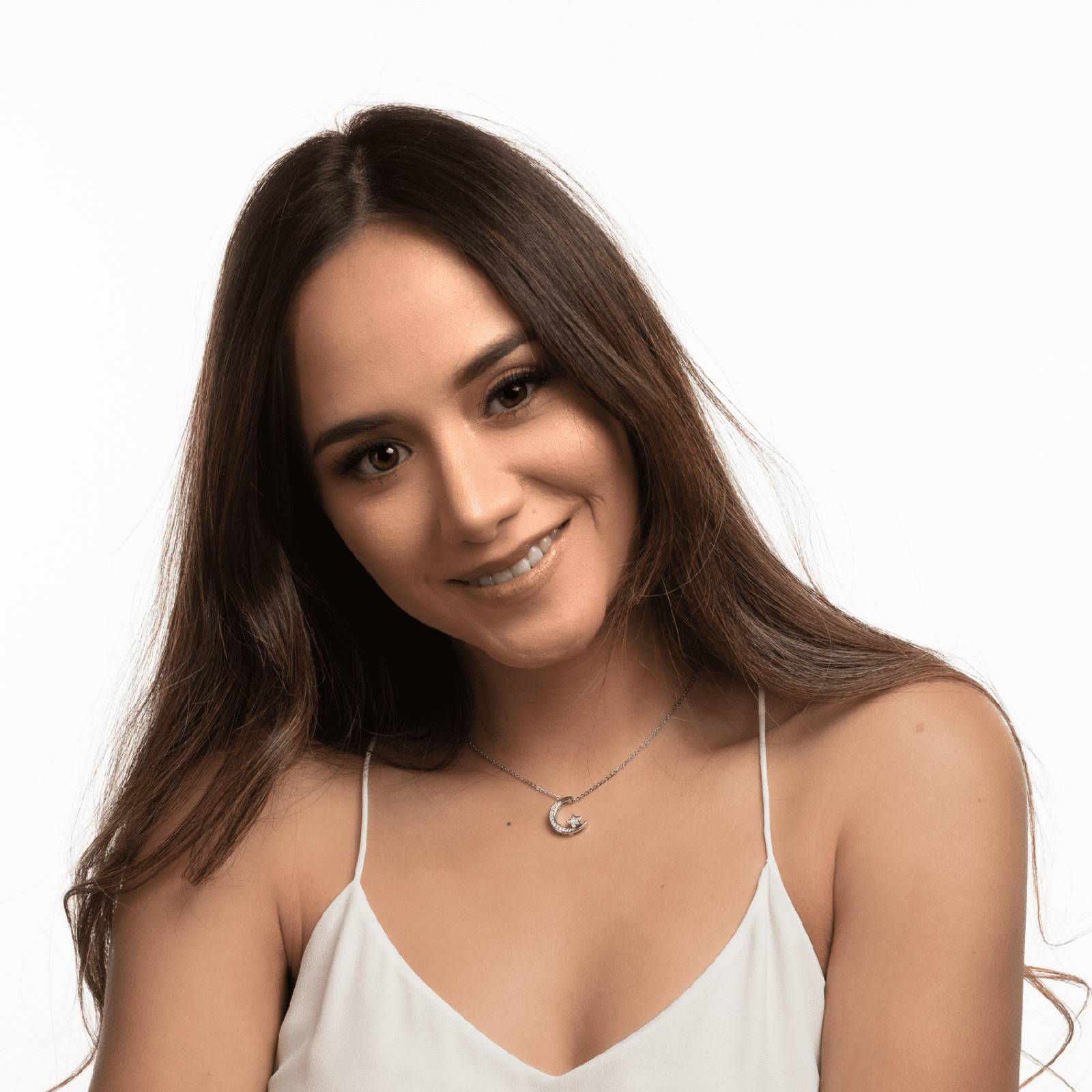 LuckyLy Collar para Mujer de Luna y Estrella con Zirconia Cúbica, Baño de Oro 14k, Cadena con Dije Plata UNITALLA