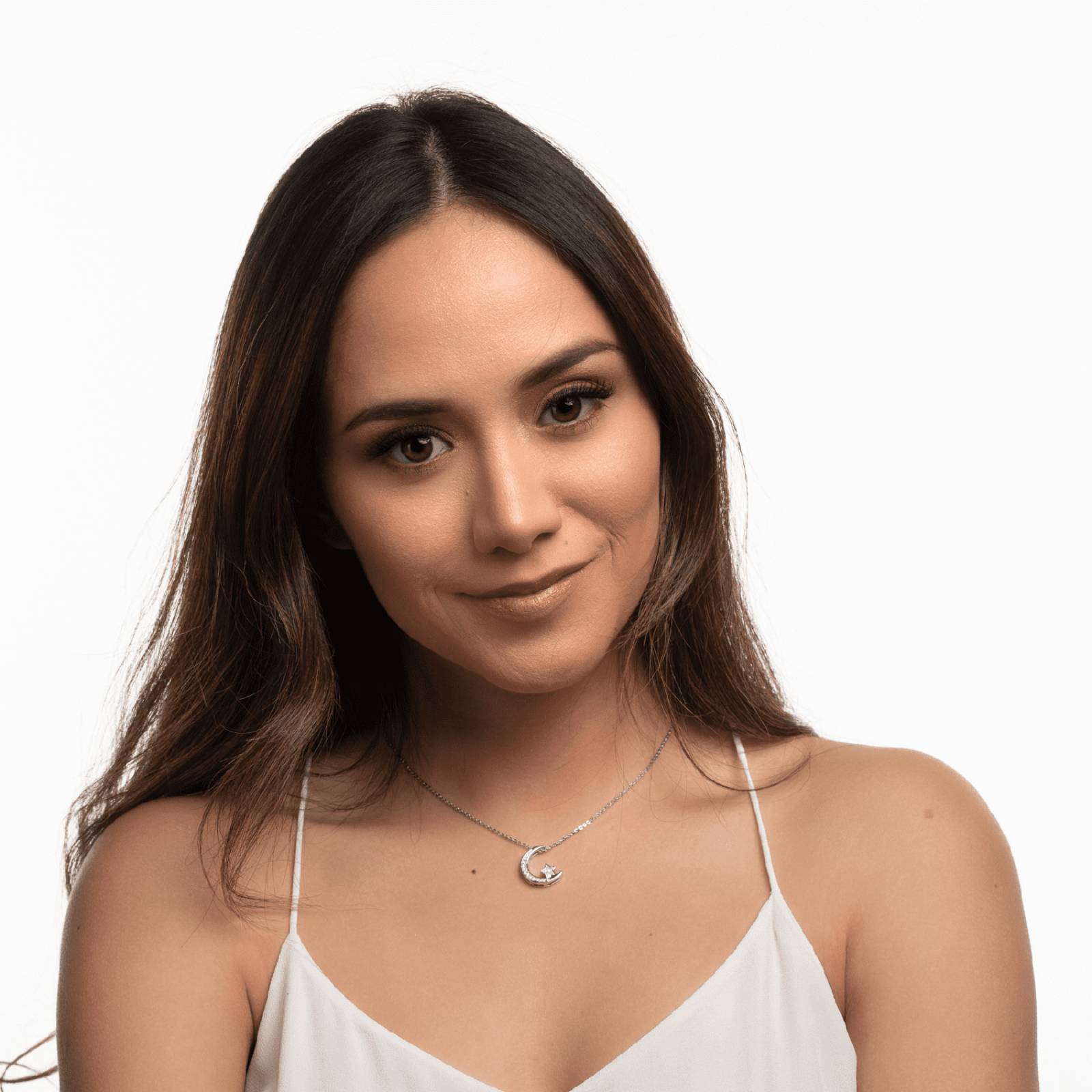 LuckyLy Collar para Mujer de Luna y Estrella con Zirconia Cúbica, Baño de Oro 14k, Cadena con Dije Plata UNITALLA