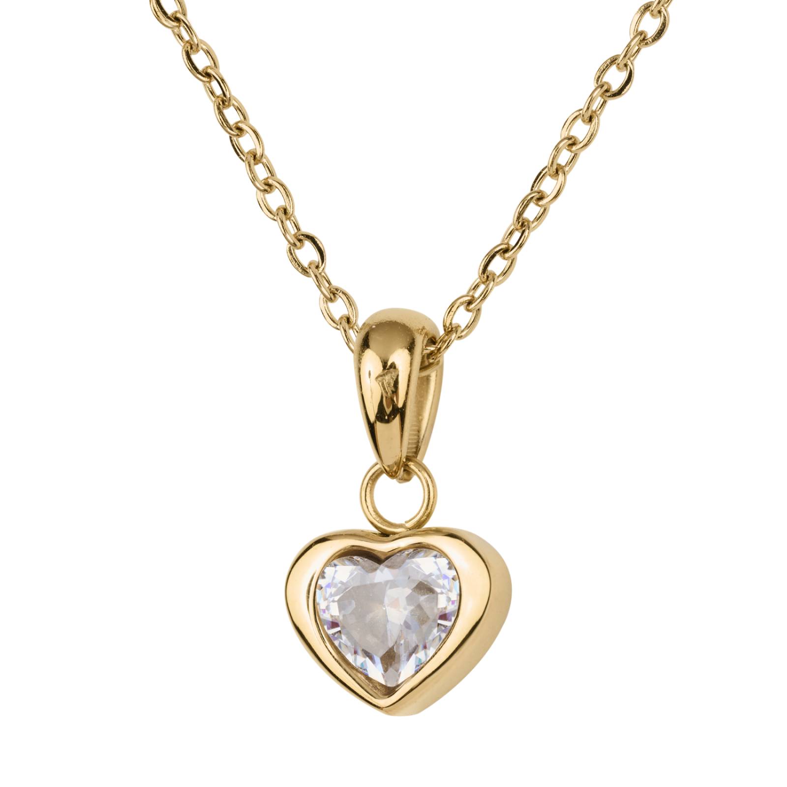 LuckyLy Set de Joyería para Mujer Corazón con Zirconia, Collar y Aretes Acero Inoxidable con Baño Oro 14k, UNITALLA