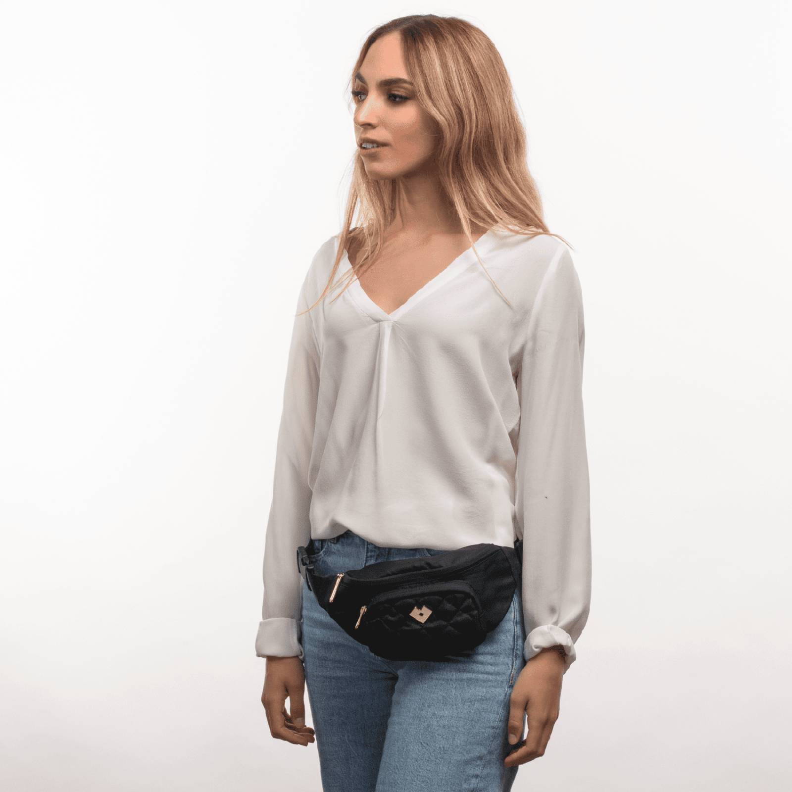 LuckyLy Cangurera para Mujer de Moda y Deportiva, Riñonera tipo Bolsa Bandolera y Crossbody, Modelo Lexi, Color Negro