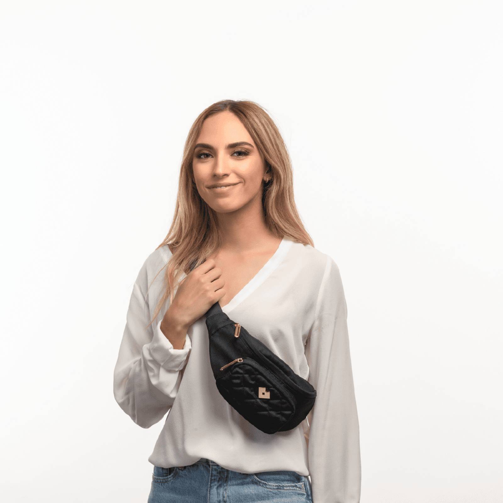LuckyLy Cangurera para Mujer de Moda y Deportiva, Riñonera tipo Bolsa Bandolera y Crossbody, Modelo Lexi, Color Negro