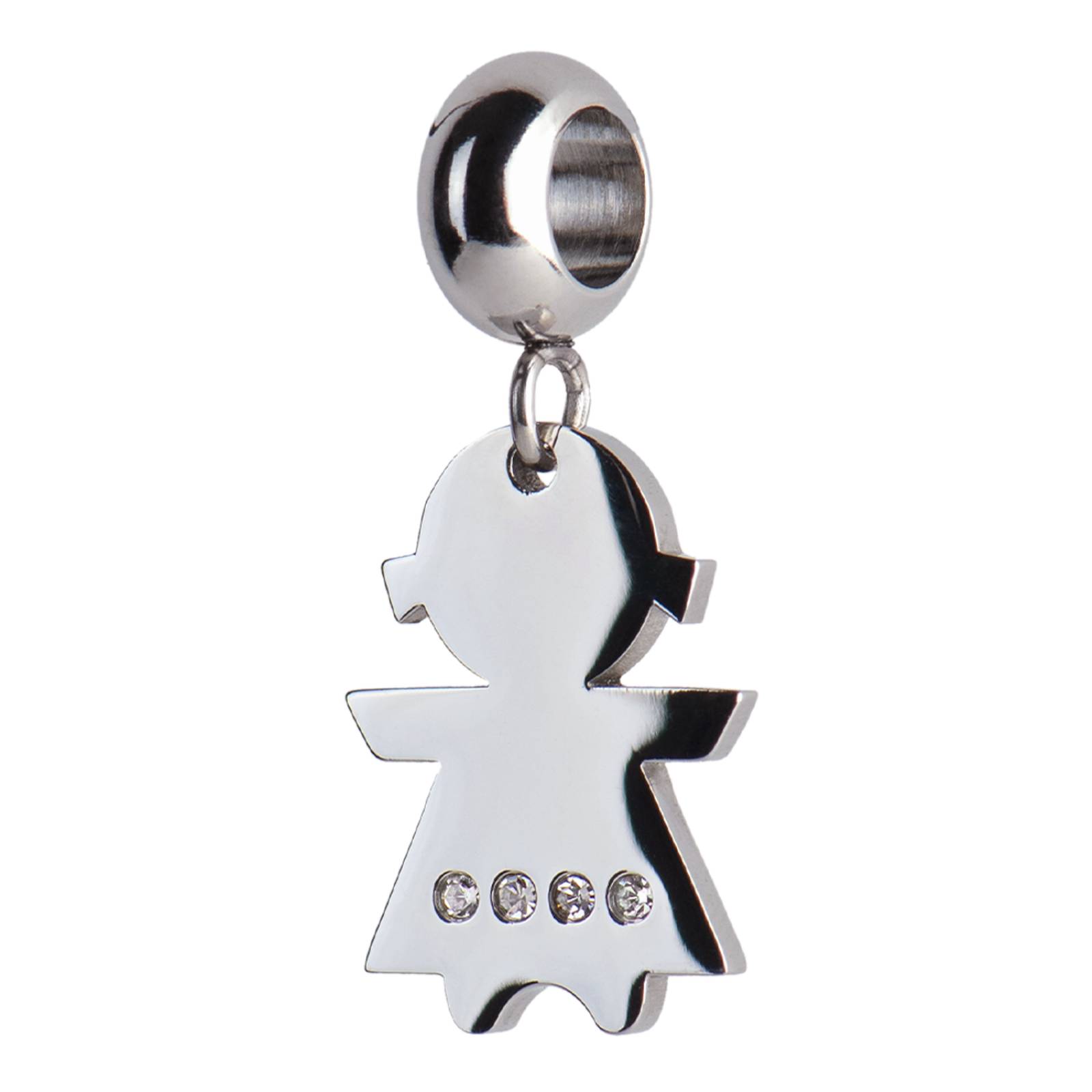 LuckyLy Charms para Pulseras de Mujer, Dije de Niña, Acero Inoxidable Color Plata y Zirconia Niña - Plata UNITALLA