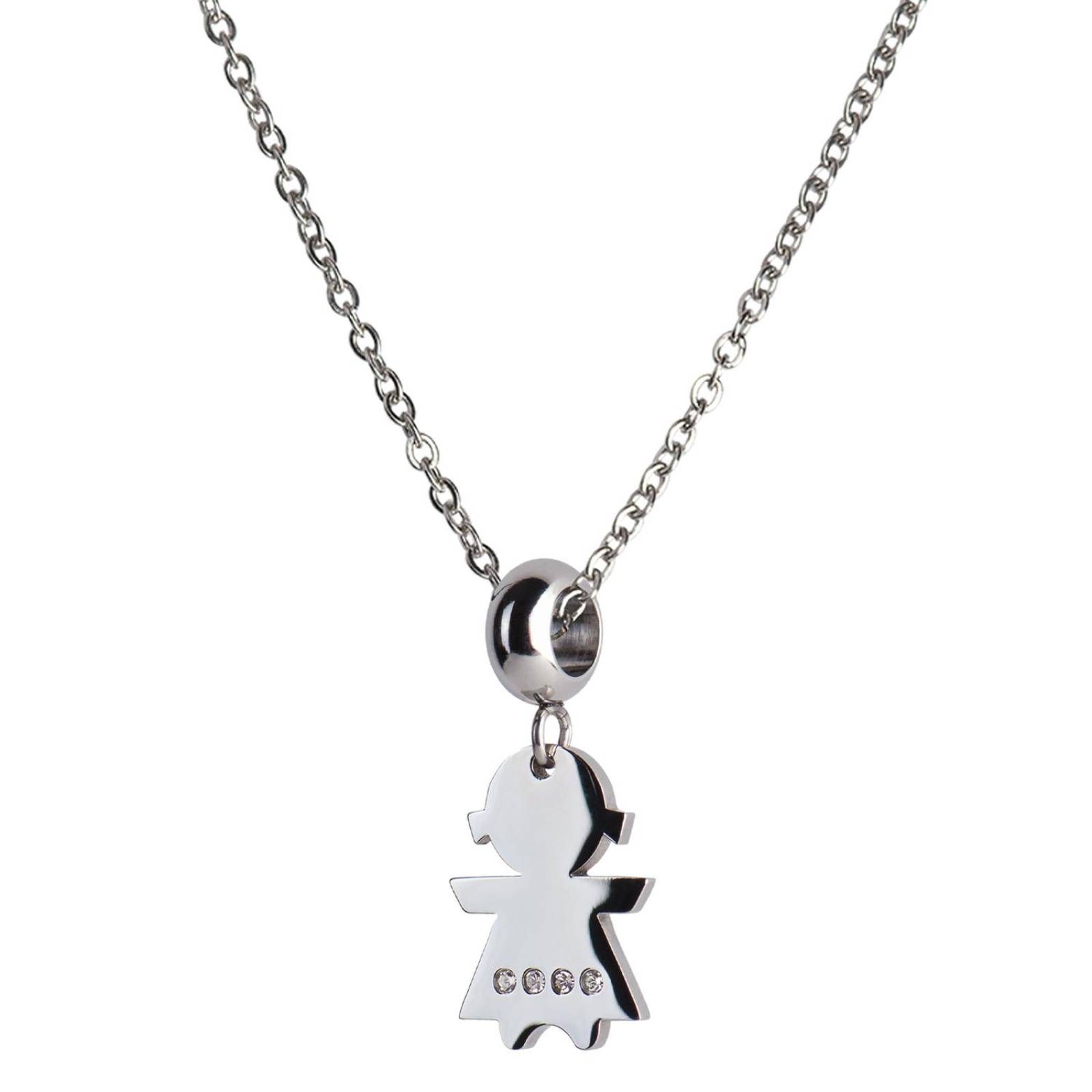 LuckyLy Charms para Pulseras de Mujer, Dije de Niña, Acero Inoxidable Color Plata y Zirconia Niña - Plata UNITALLA