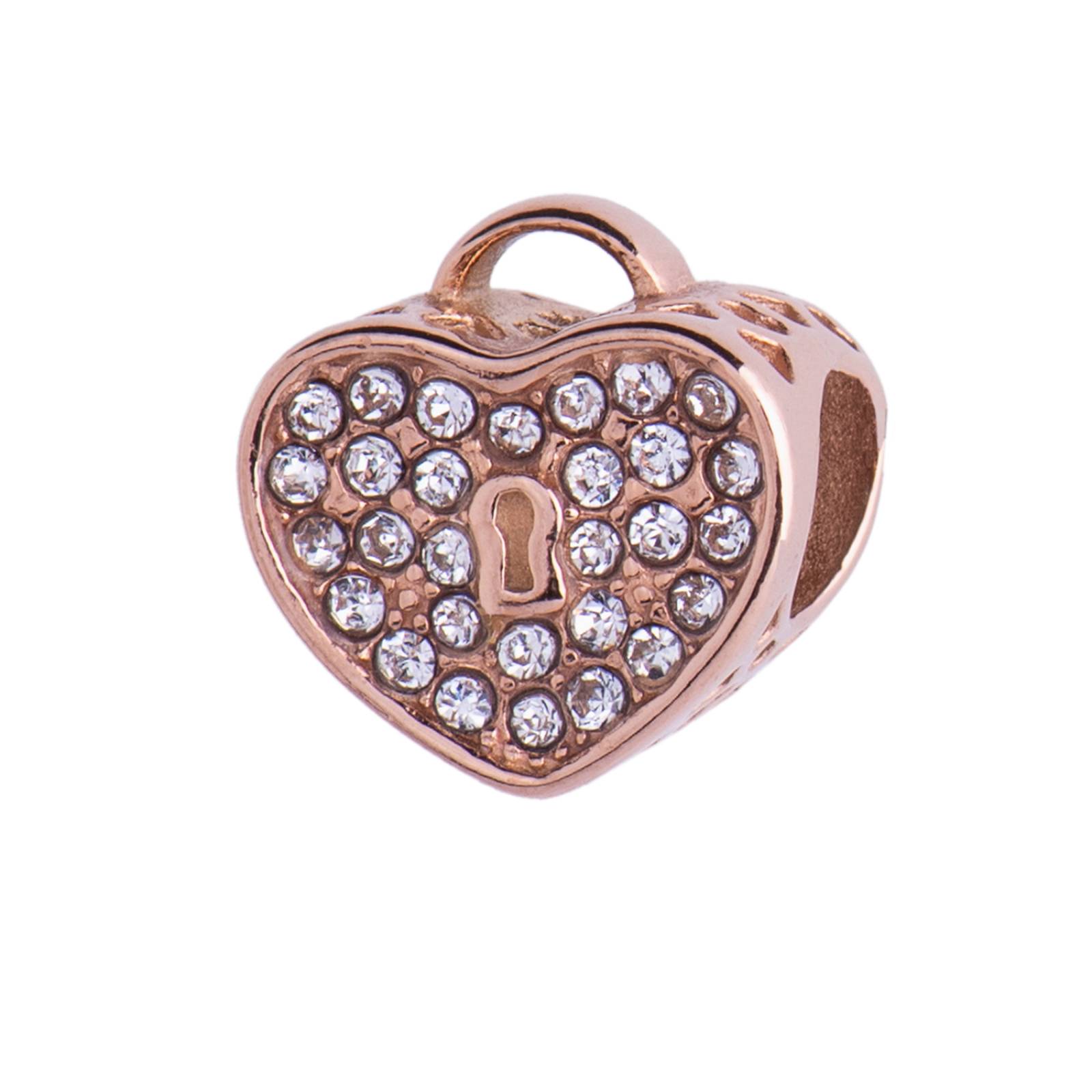 LuckyLy Charms para Pulseras de Mujer, Dije de Corazón Candado, Acero Inoxidable Corazón Candado - Oro Rosa UNITALLA