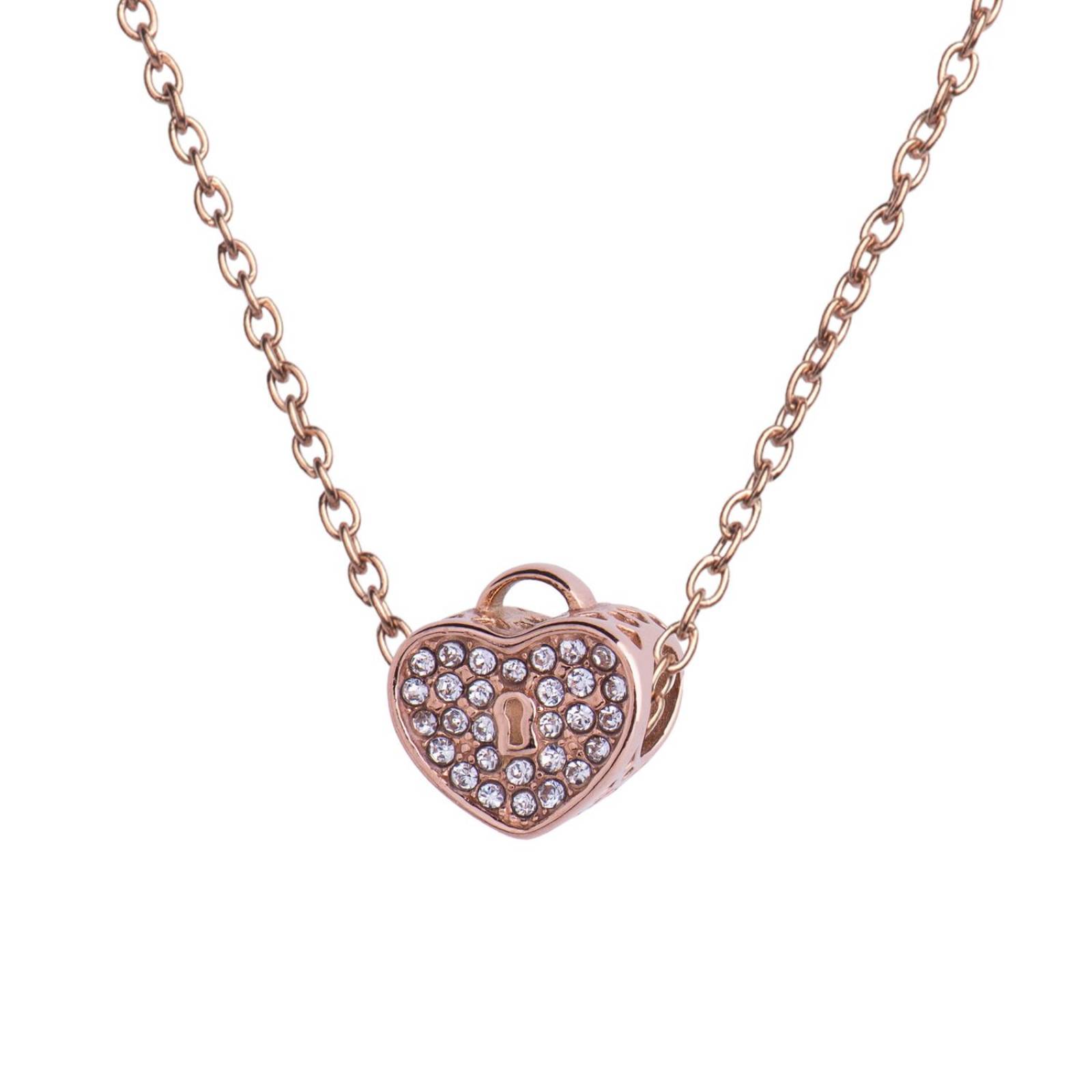 LuckyLy Charms para Pulseras de Mujer, Dije de Corazón Candado, Acero Inoxidable Corazón Candado - Oro Rosa UNITALLA