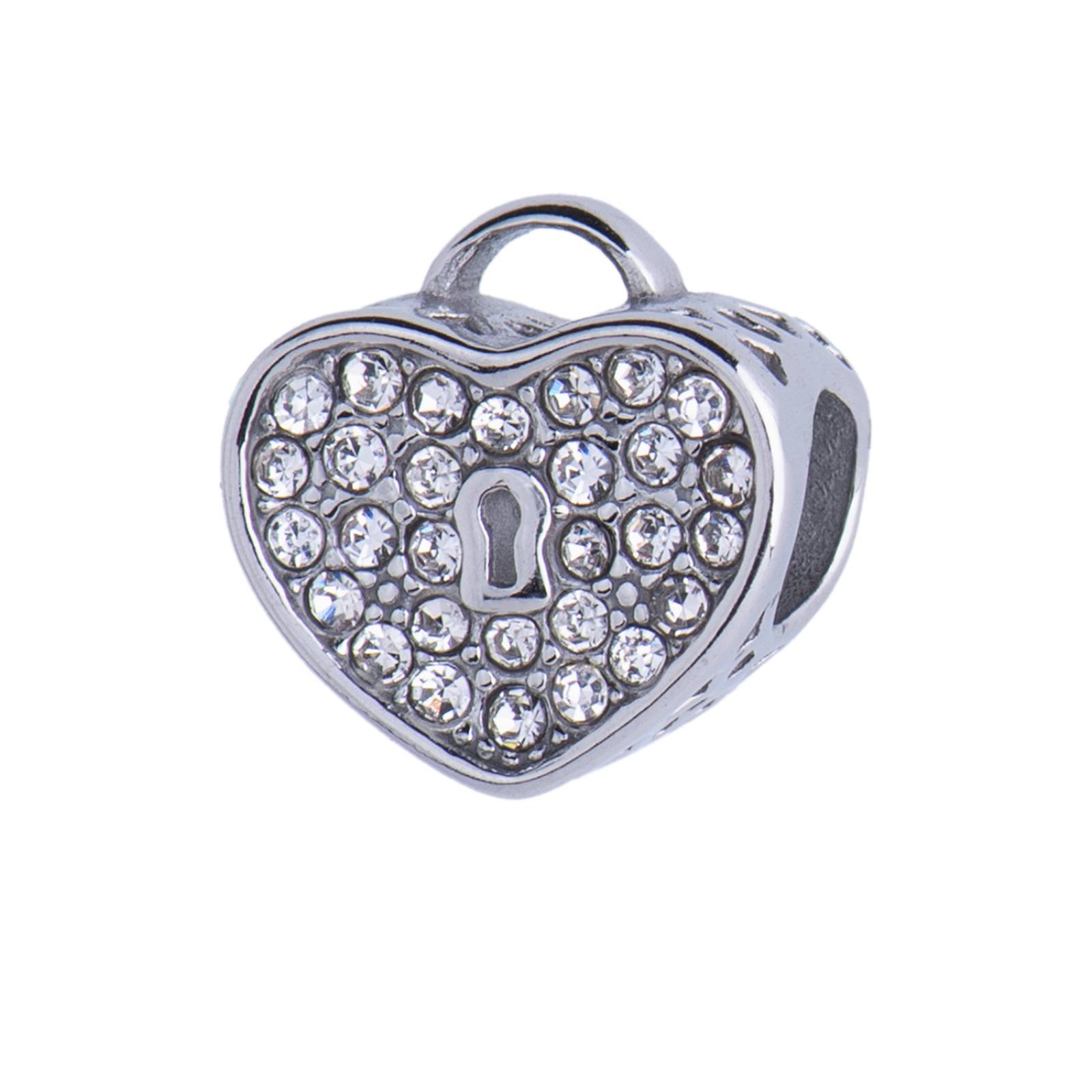 LuckyLy Charms para Pulseras de Mujer, Dije de Corazón Candado, Acero Inoxidable Color Corazón Candado - Plata UNITALLA