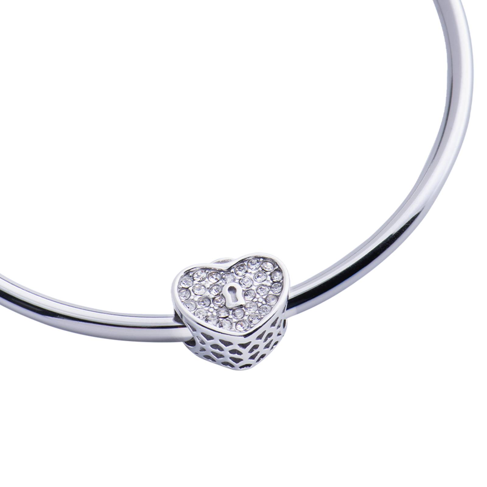 LuckyLy Charms para Pulseras de Mujer, Dije de Corazón Candado, Acero Inoxidable Color Corazón Candado - Plata UNITALLA