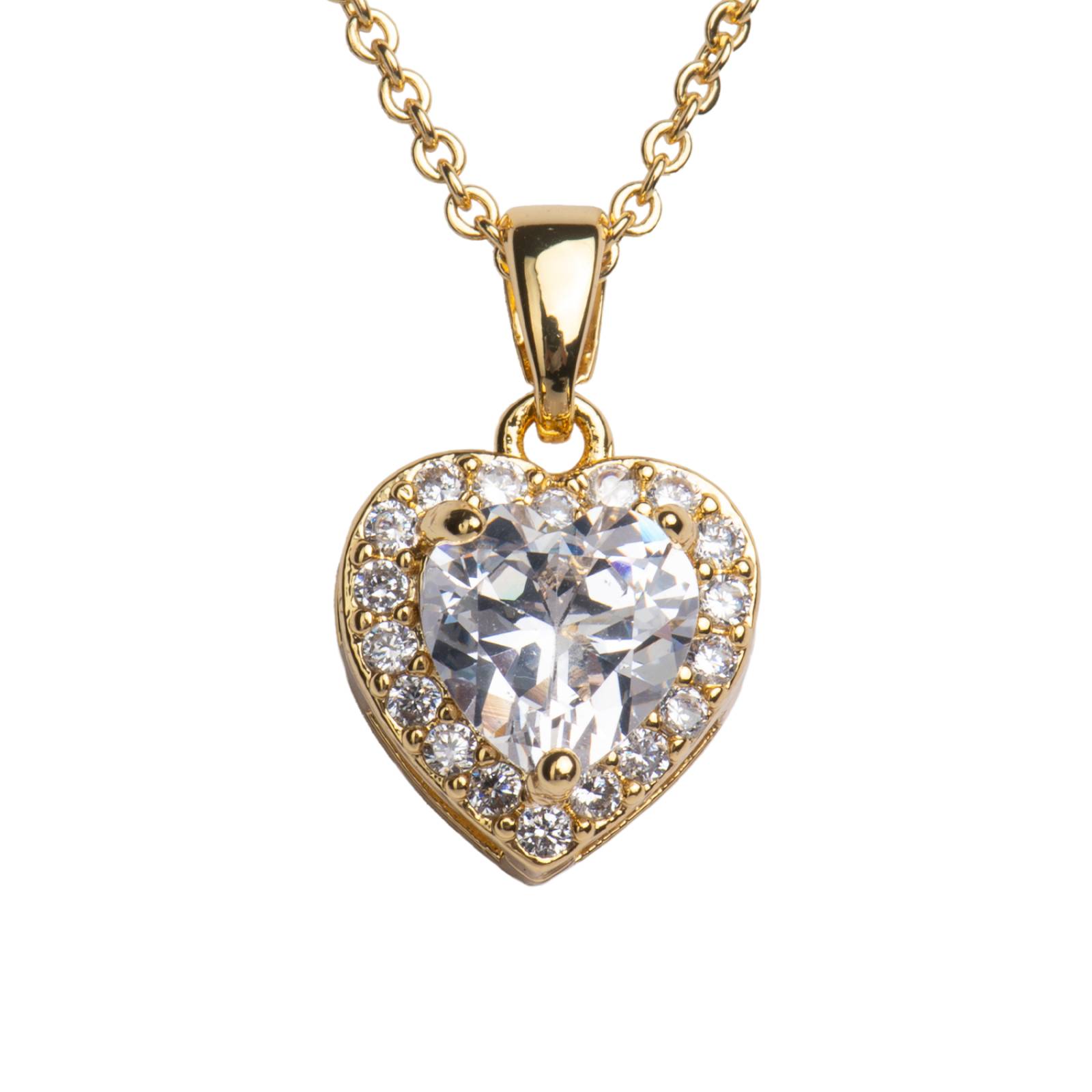 LuckyLy Collar para Mujer de Corazón con Cristal y Zirconia Cúbica, Baño de Oro 14k, Modelo Adora UNITALLA