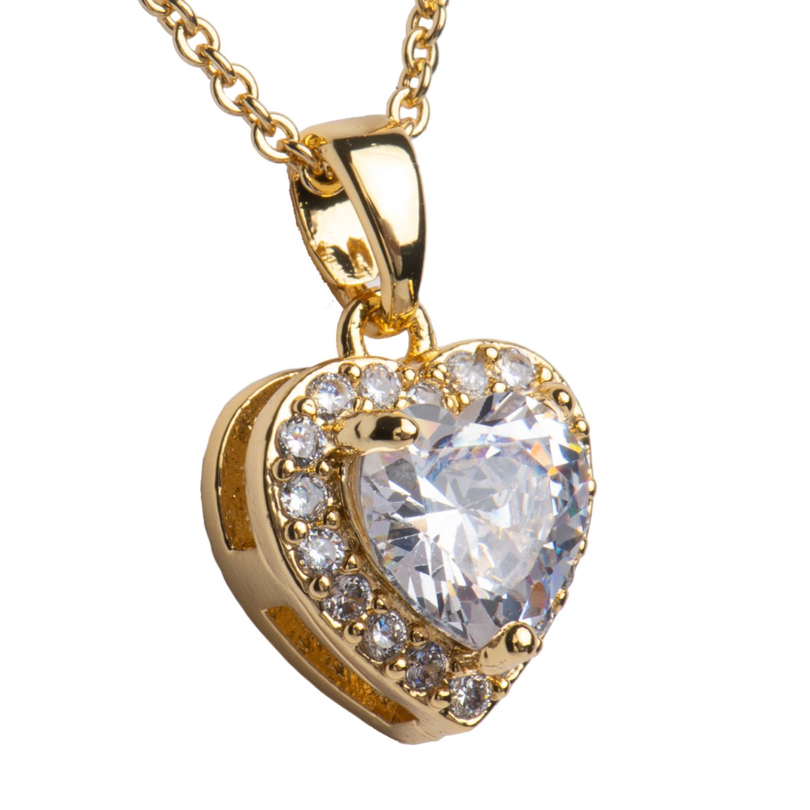 LuckyLy Collar para Mujer de Corazón con Cristal y Zirconia Cúbica, Baño de Oro 14k, Modelo Adora UNITALLA