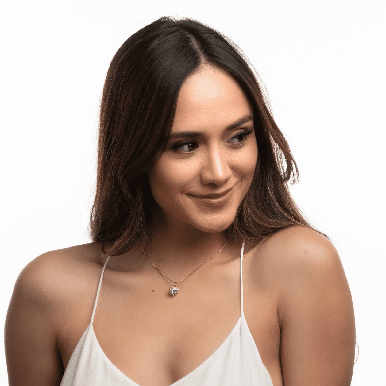 LuckyLy Collar para Mujer de Corazón con Cristal y Zirconia Cúbica, Baño de Oro 14k, Modelo Adora UNITALLA