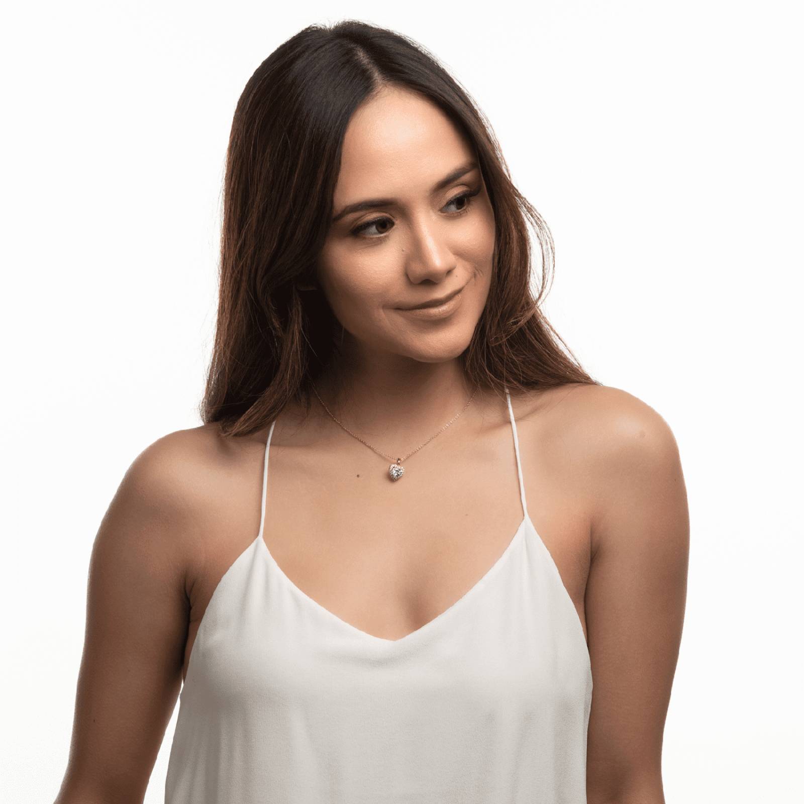 LuckyLy Collar para Mujer de Corazón con Cristal y Zirconia Cúbica, Baño de Oro 14k, Modelo Adora UNITALLA