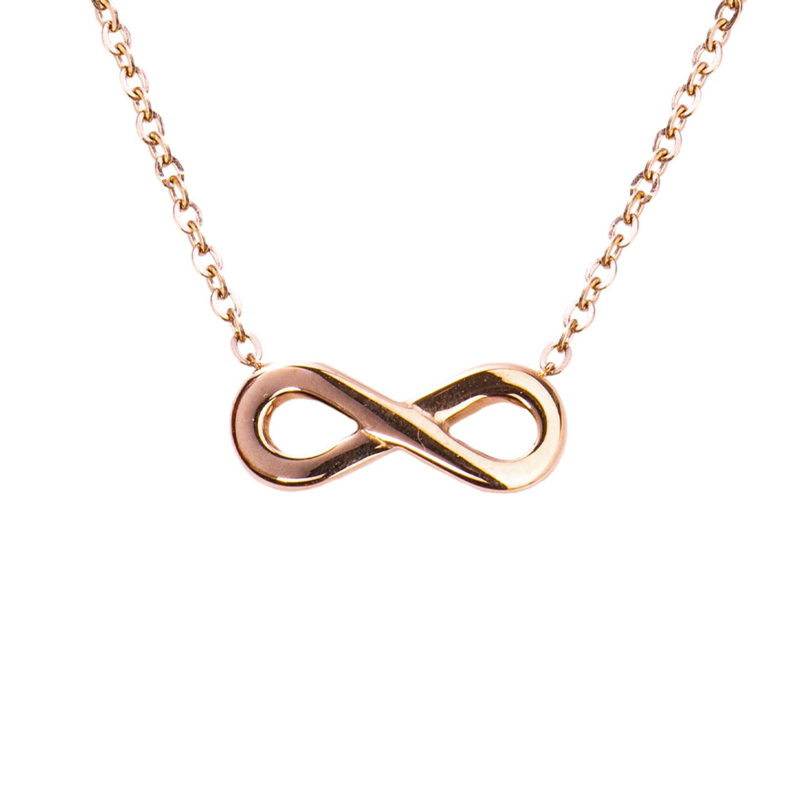 LuckyLy Collar de Mujer Infinito, Acero Inoxidable con Baño de Oro Rosa 18k, Cadena con Dije para Mujer, Modelo UNITALLA