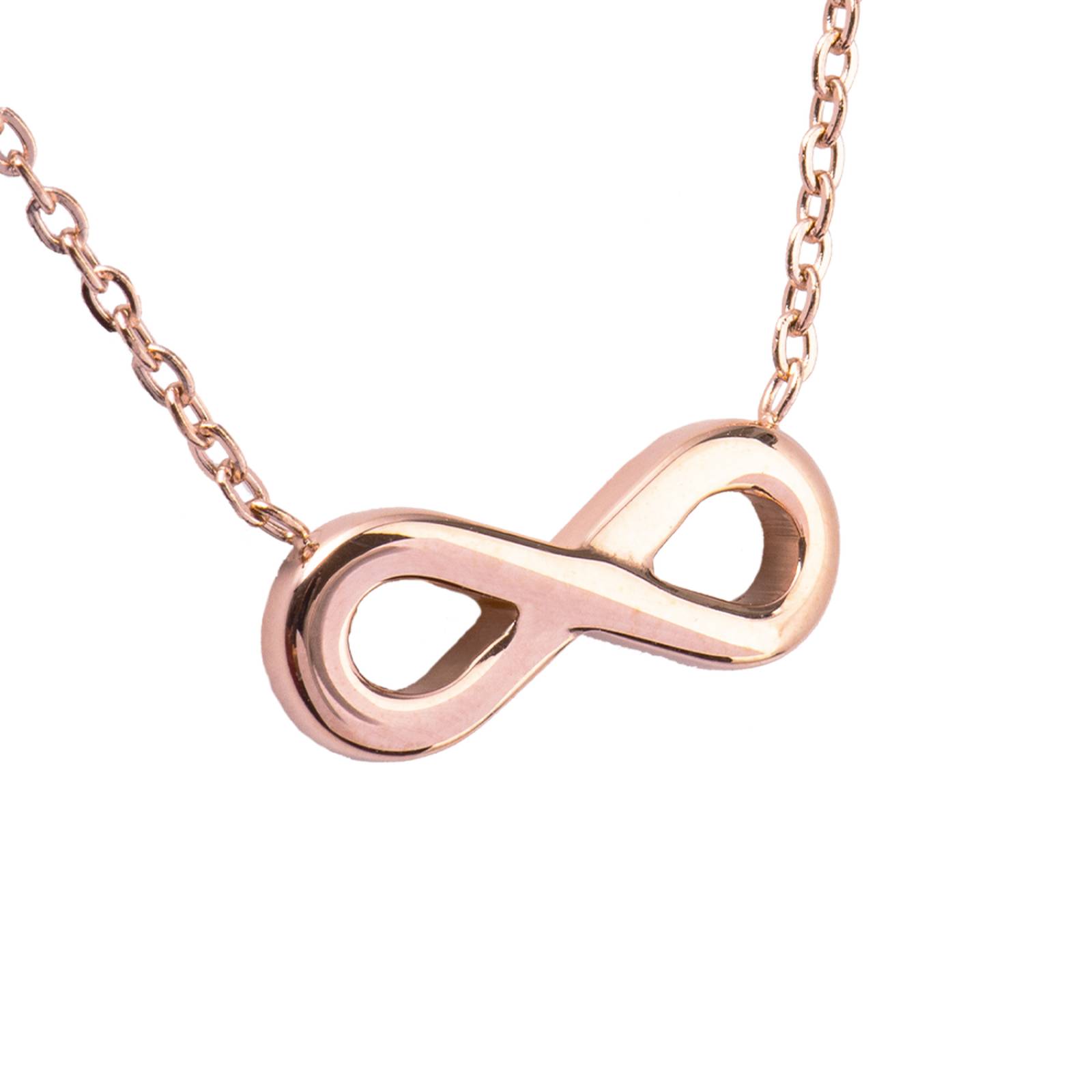 LuckyLy Collar de Mujer Infinito, Acero Inoxidable con Baño de Oro Rosa 18k, Cadena con Dije para Mujer, Modelo UNITALLA
