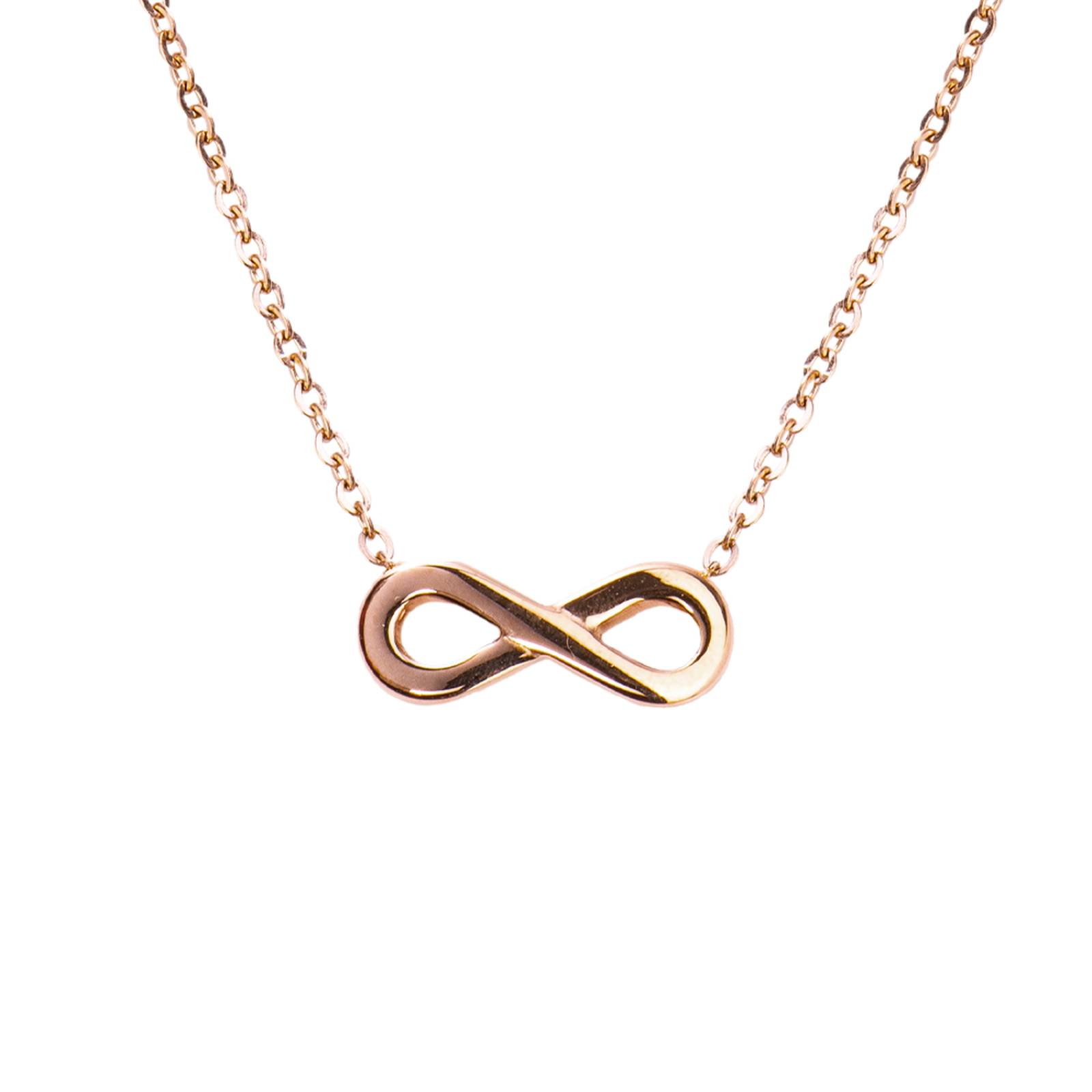 LuckyLy Collar de Mujer Infinito, Acero Inoxidable con Baño de Oro Rosa 18k, Cadena con Dije para Mujer, Modelo UNITALLA