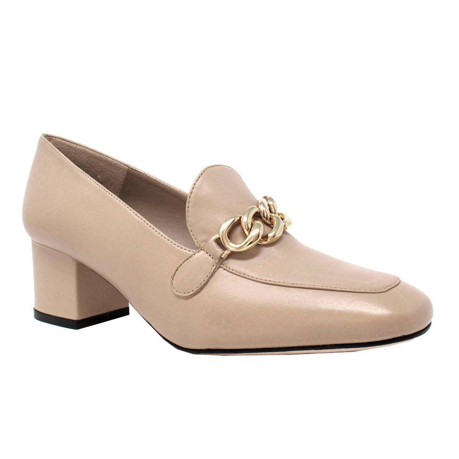 KALI 40 - Beige Regina Romero Zapato Zapatilla Tacon Bajo para Dama en Piel