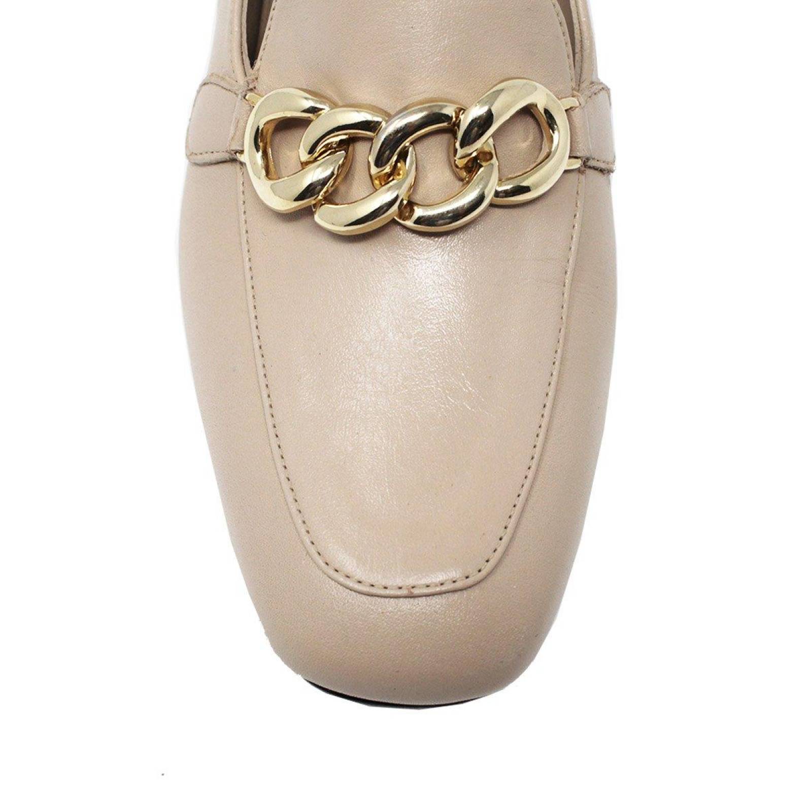 KALI 40 - Beige Regina Romero Zapato Zapatilla Tacon Bajo para Dama en Piel