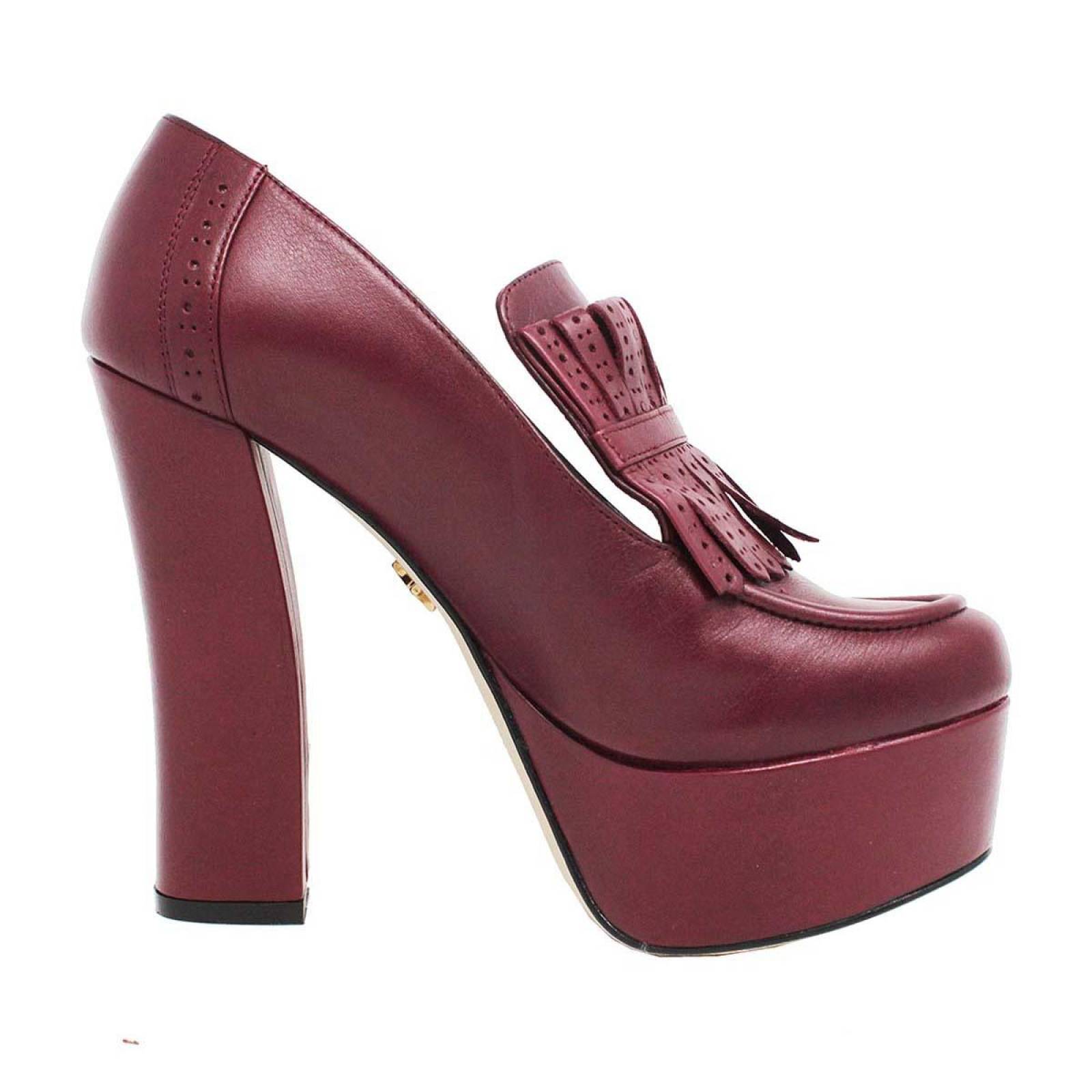 1980 - Vino Regina Romero Zapato Plataforma Tacon Alto para Dama en Piel 