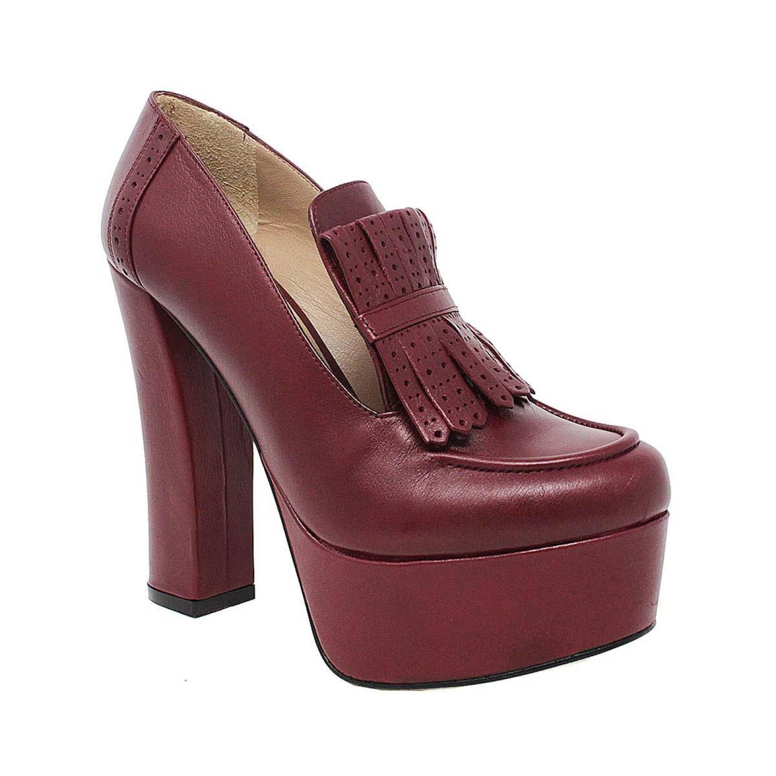 1980 - Vino Regina Romero Zapato Plataforma Tacon Alto para Dama en Piel 