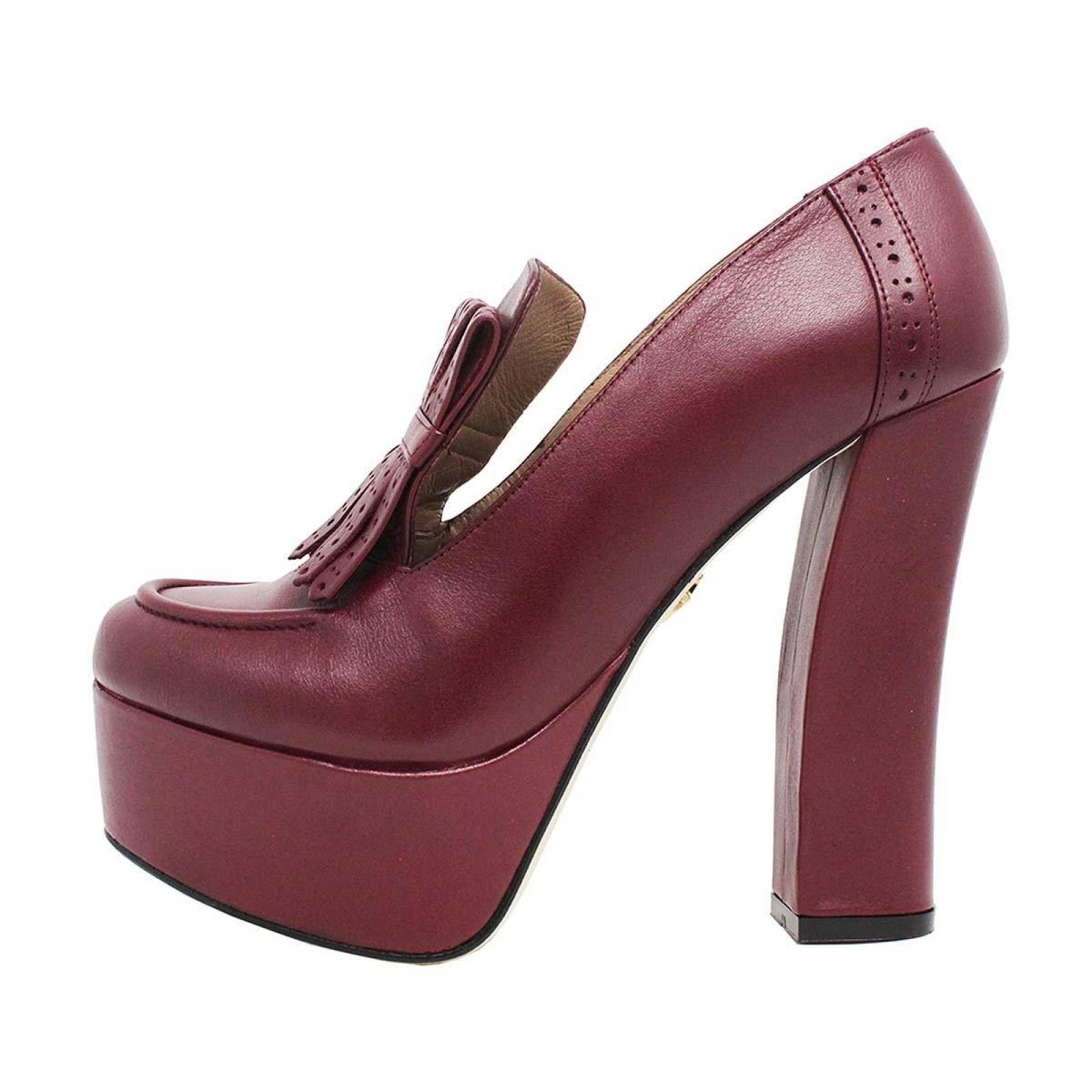 1980 - Vino Regina Romero Zapato Plataforma Tacon Alto para Dama en Piel 