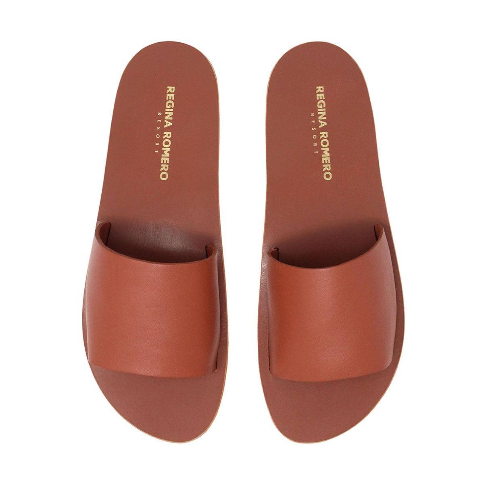 ALMA - Terracota Regina Romero Resort Zapato Sandalia de Piso para Dama en Piel 