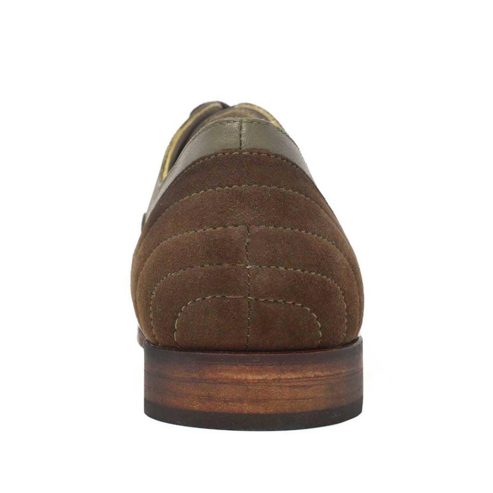 BOSTON - Verde Olivo Regina Romero Zapato Bostoniano de Piso para Dama en Piel 