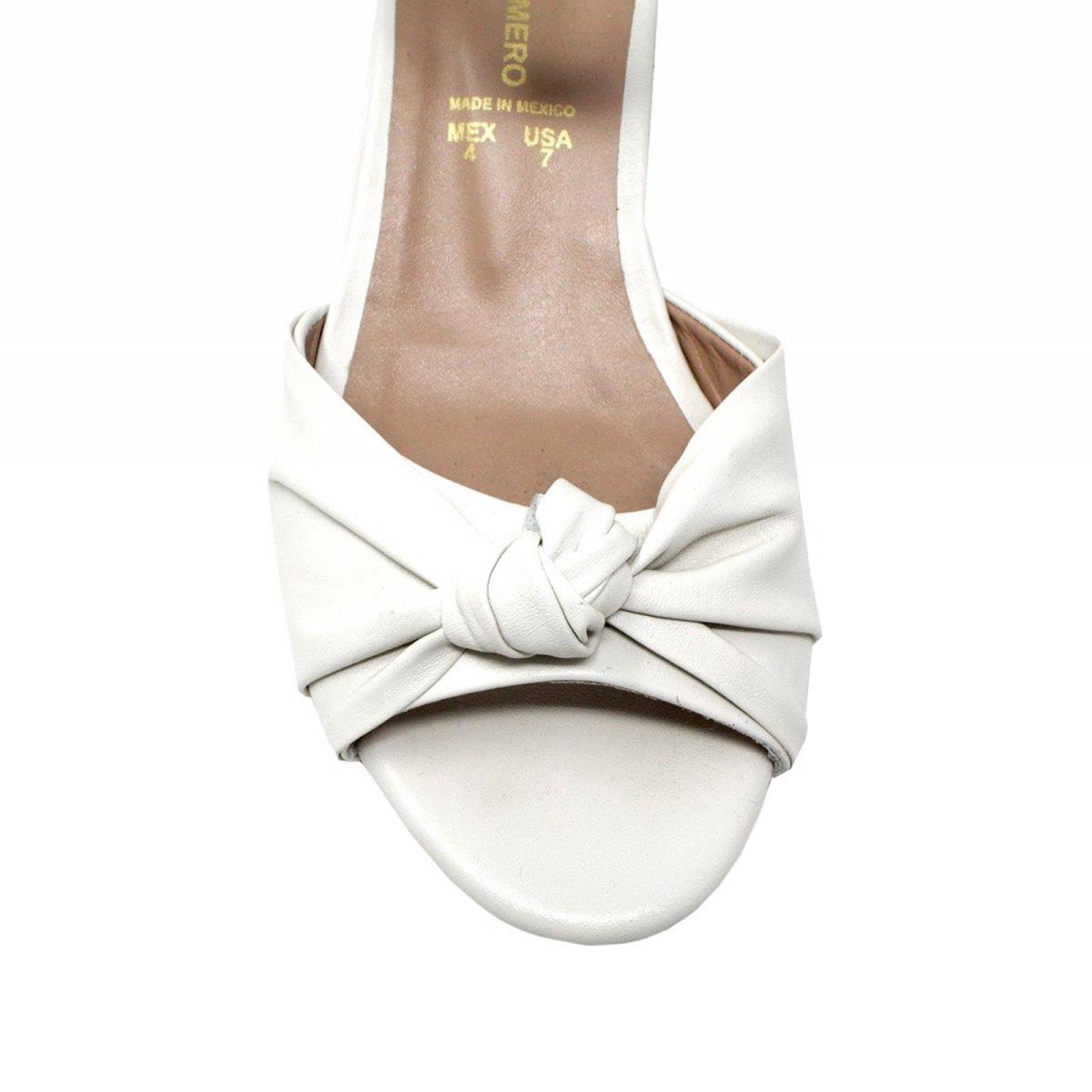 DANIELA 55 - Blanco Regina Romero Zapato Sandalia Zapatilla Tacon Bajo para Dama en Piel 