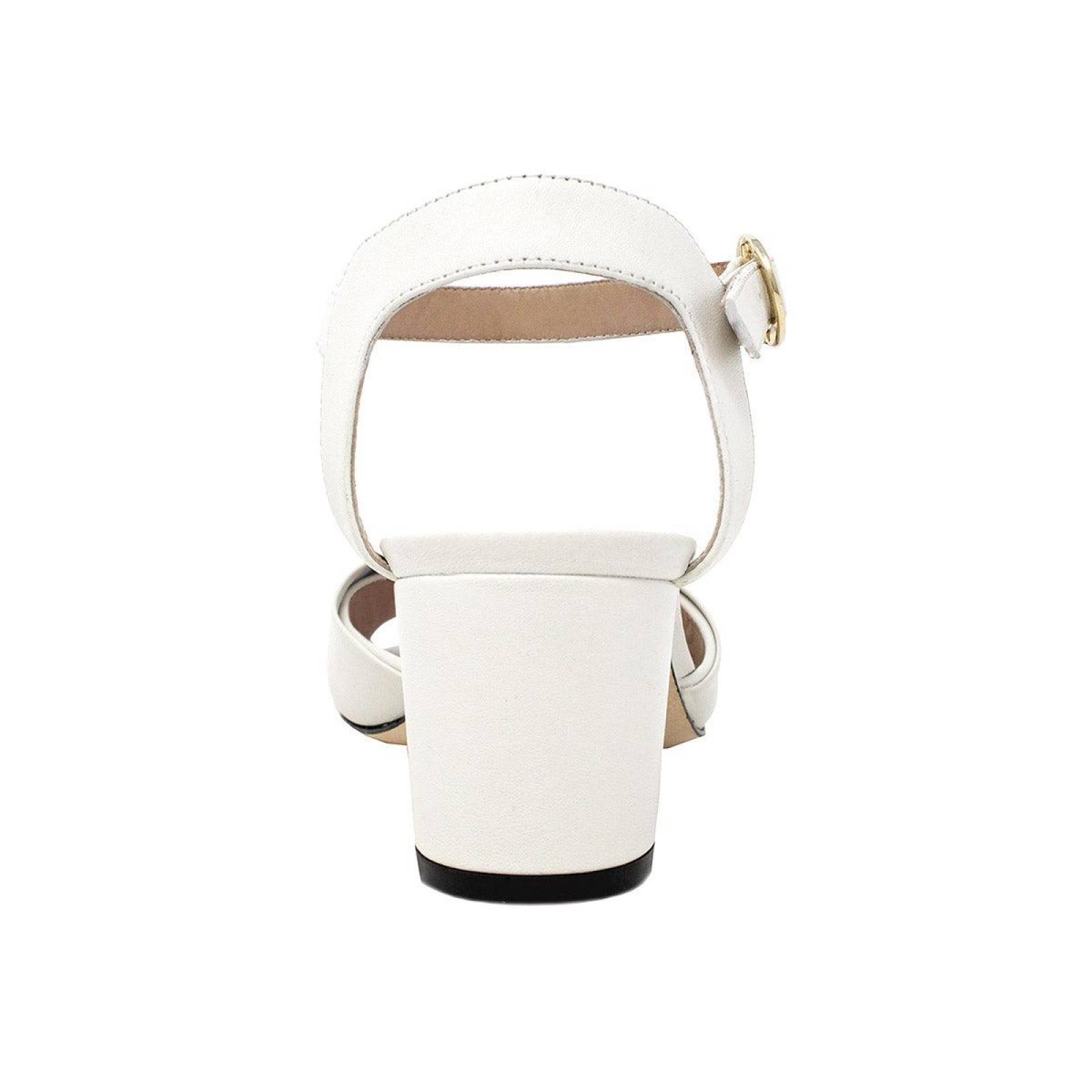 DANIELA 55 - Blanco Regina Romero Zapato Sandalia Zapatilla Tacon Bajo para Dama en Piel 