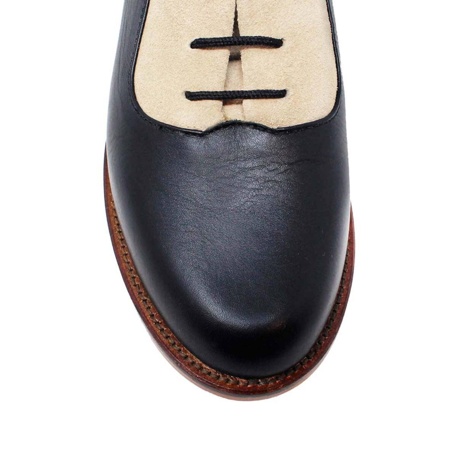 DANNA - Negro y Chai Regina Romero Zapato Bostoniano de Piso para Dama en Piel