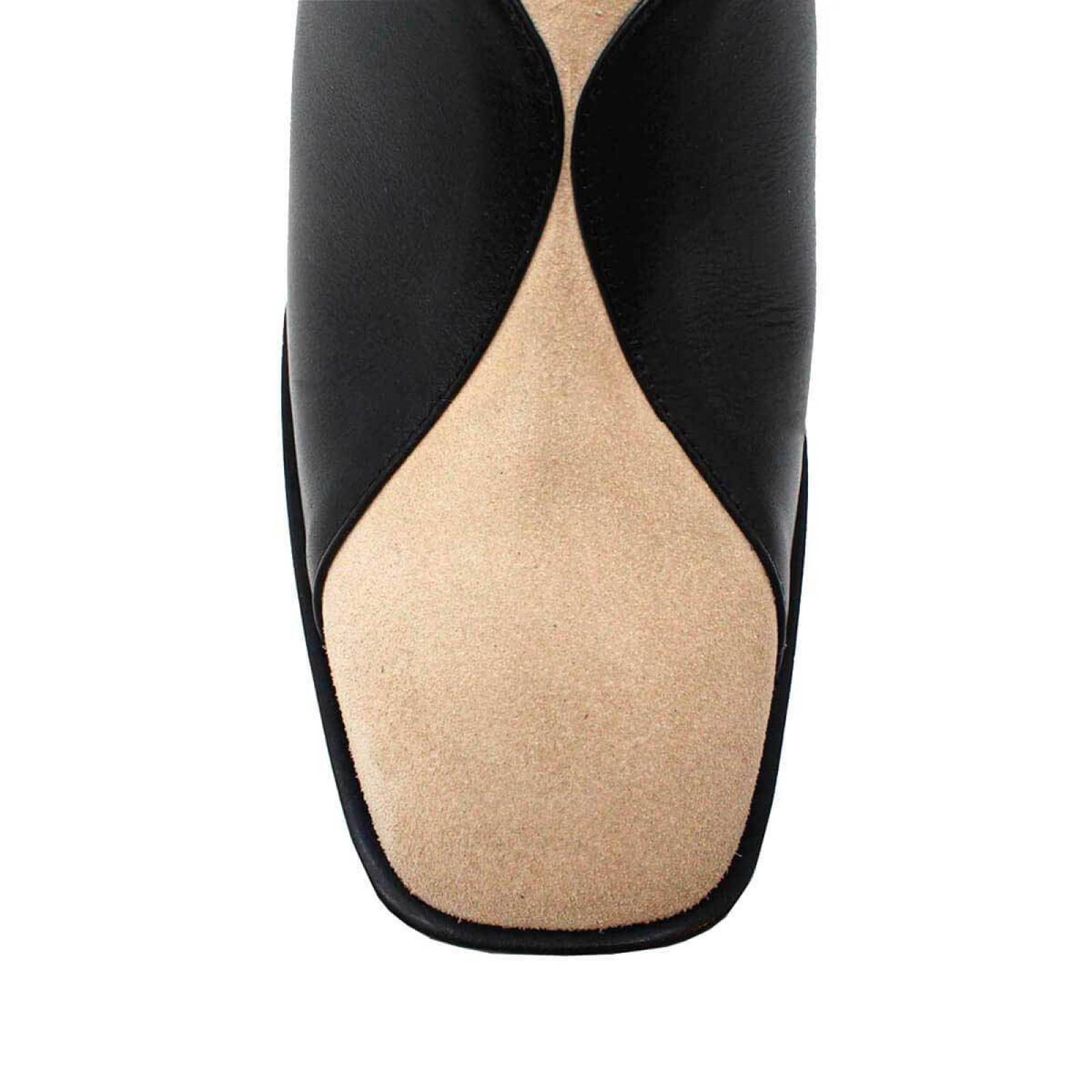 DIDI 75 - Negro y Chai Regina Romero Zapato Bota Botin Mule Tacon Alto para Dama en Piel 