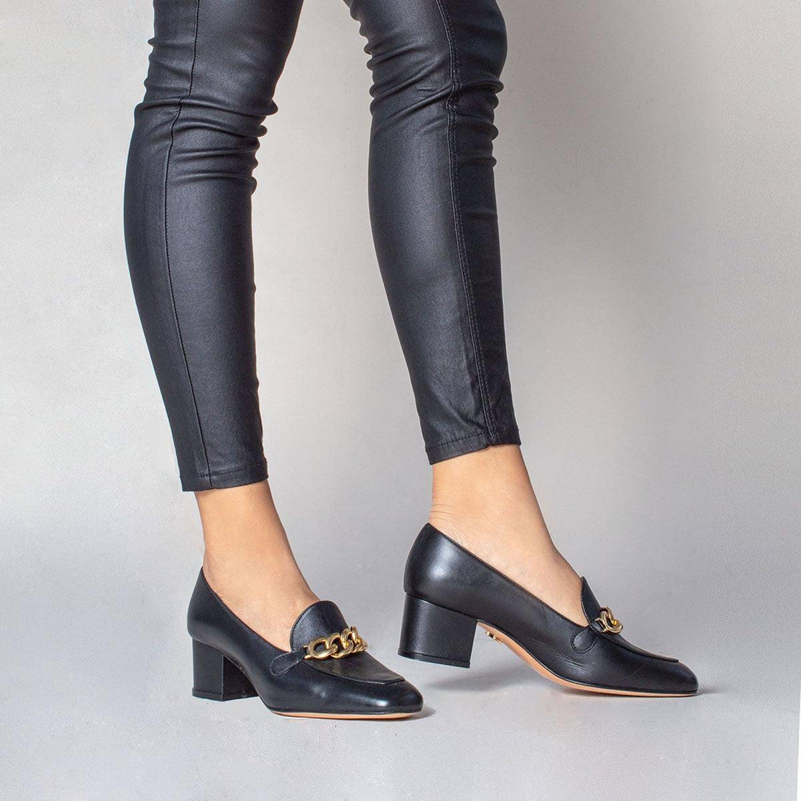 KALI 40 - Negro Regina Romero Zapato Zapatilla Tacon Bajo para Dama en Piel 