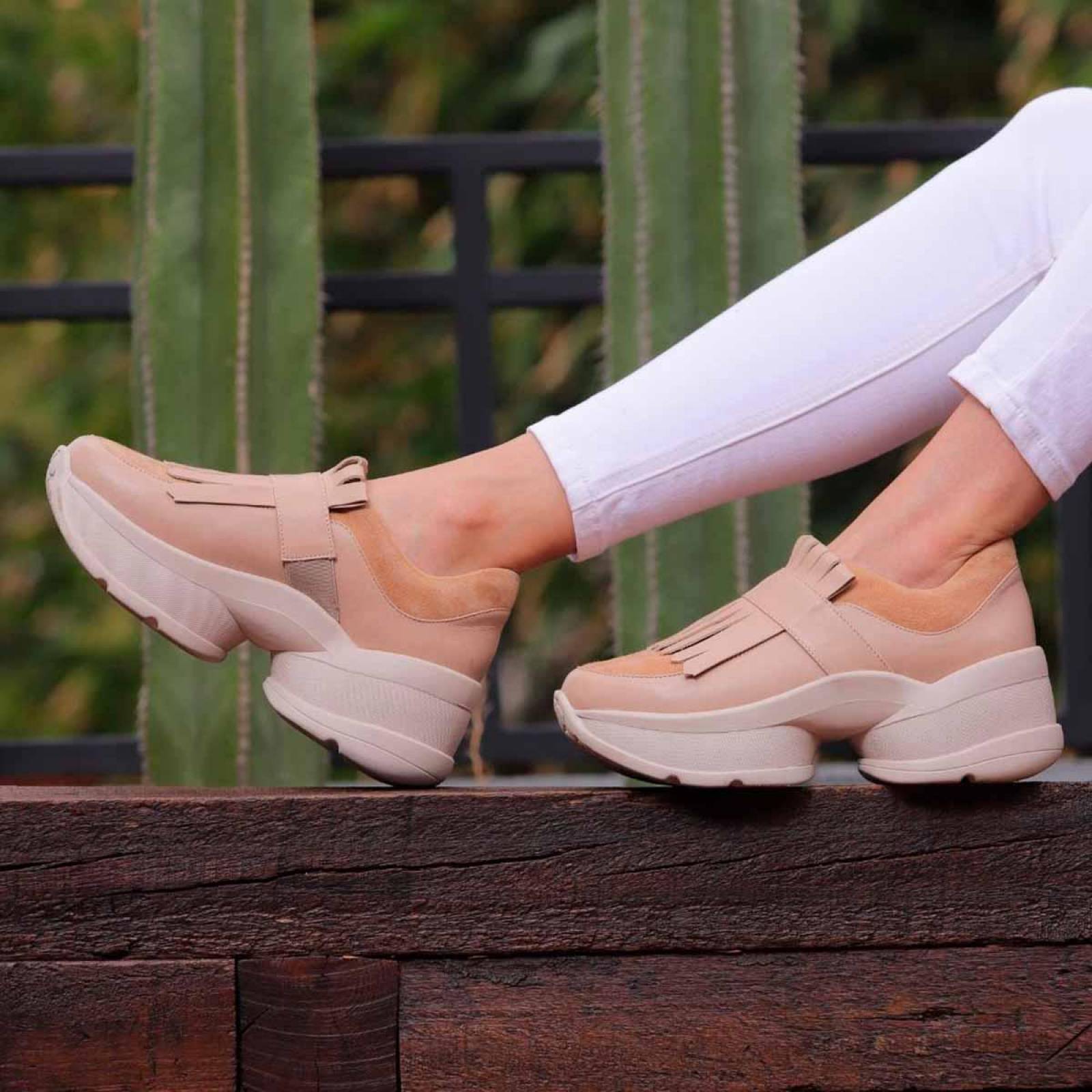 KENDALL 75 - Beige Regina Romero Zapato Tenis Urbano Sport para Dama en Piel