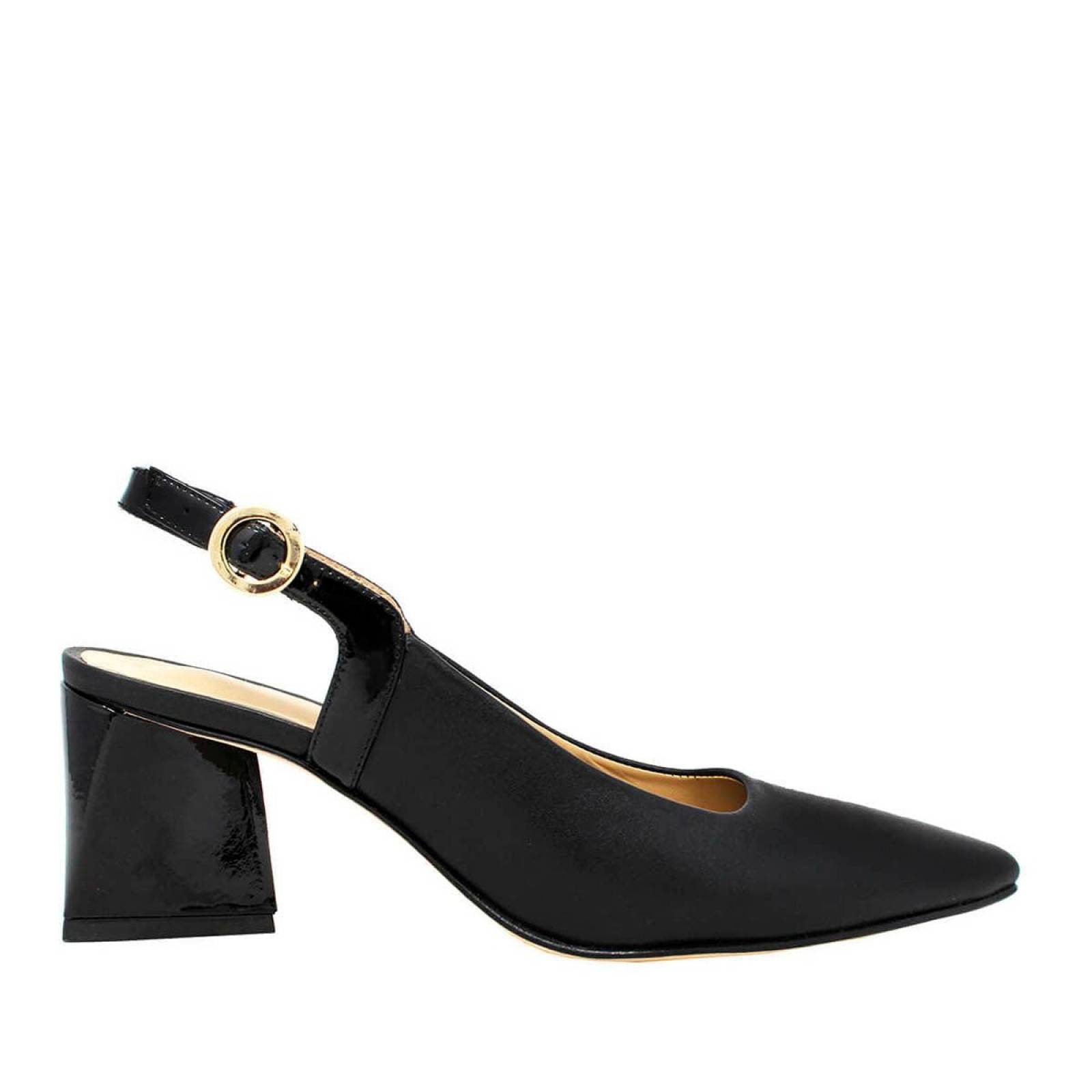 LARA 50 - Negro Regina Romero Zapato Zapatilla Tacon Bajo para Dama en Piel 