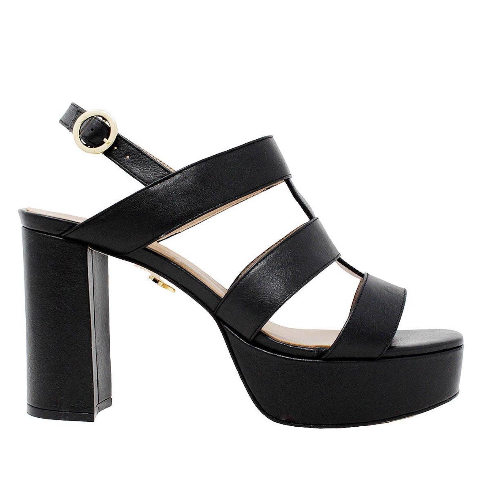 LAUREN 95 Negro Regina Romero Zapato Sandalia Plataforma Tacon