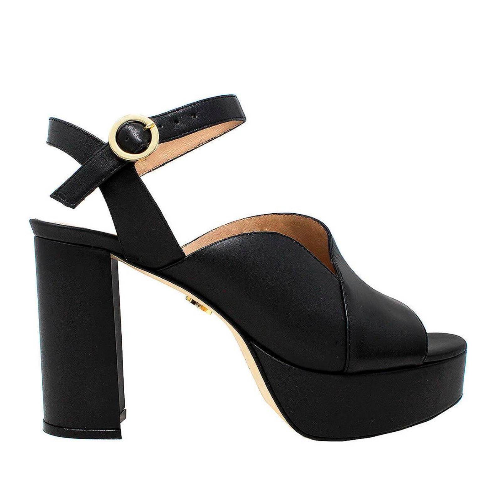 LETICIA 95 - Negro Regina Romero Zapato Sandalia Plataforma Tacon Alto para Dama en Piel 