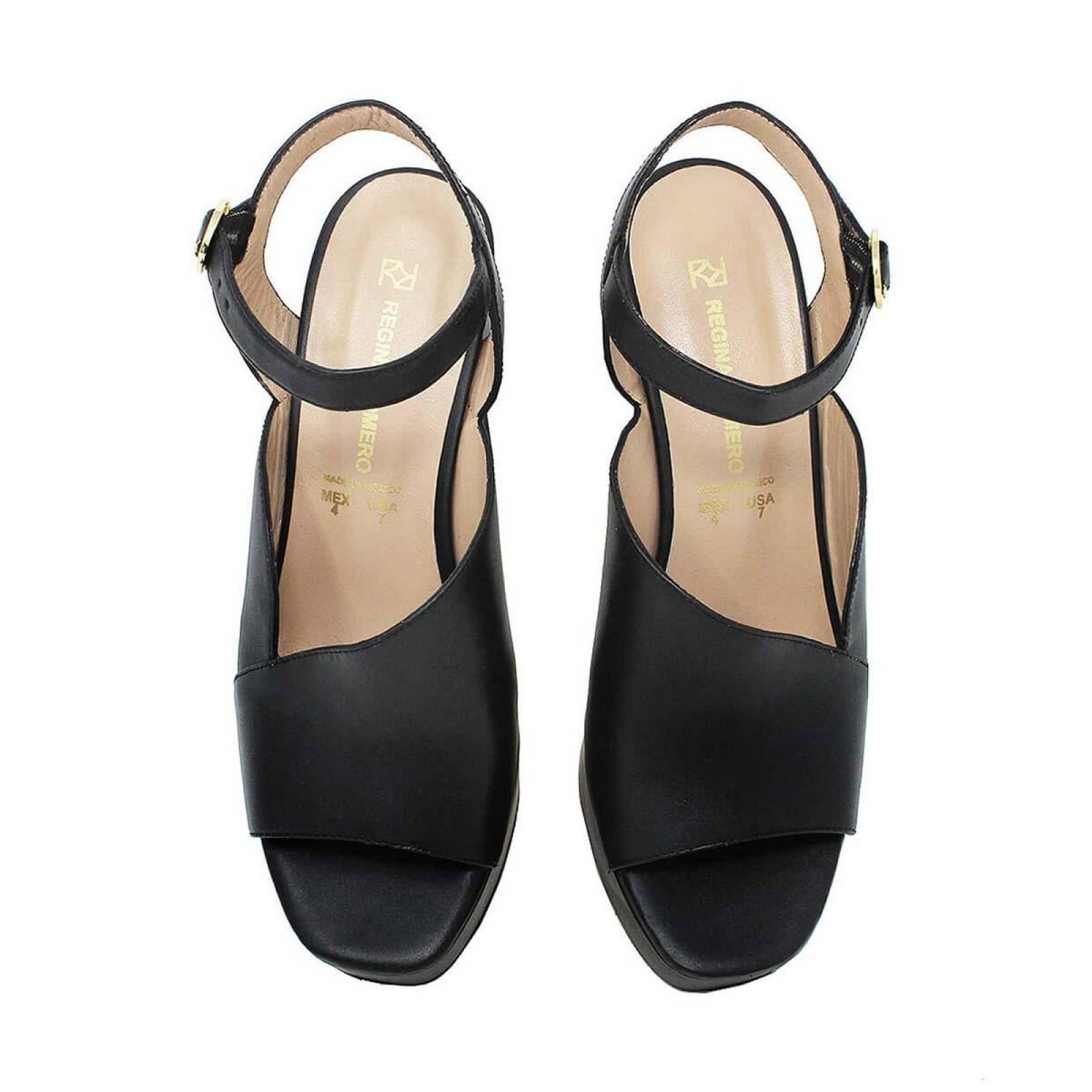 LETICIA 95 - Negro Regina Romero Zapato Sandalia Plataforma Tacon Alto para Dama en Piel 